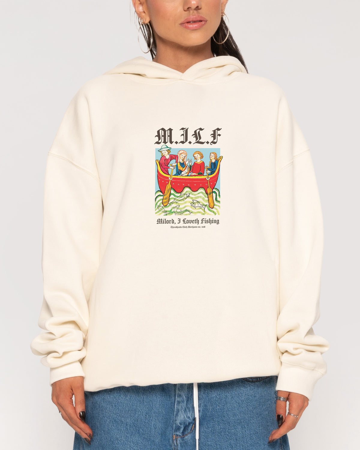 Milord, I Love Fishing Natural Hoodie