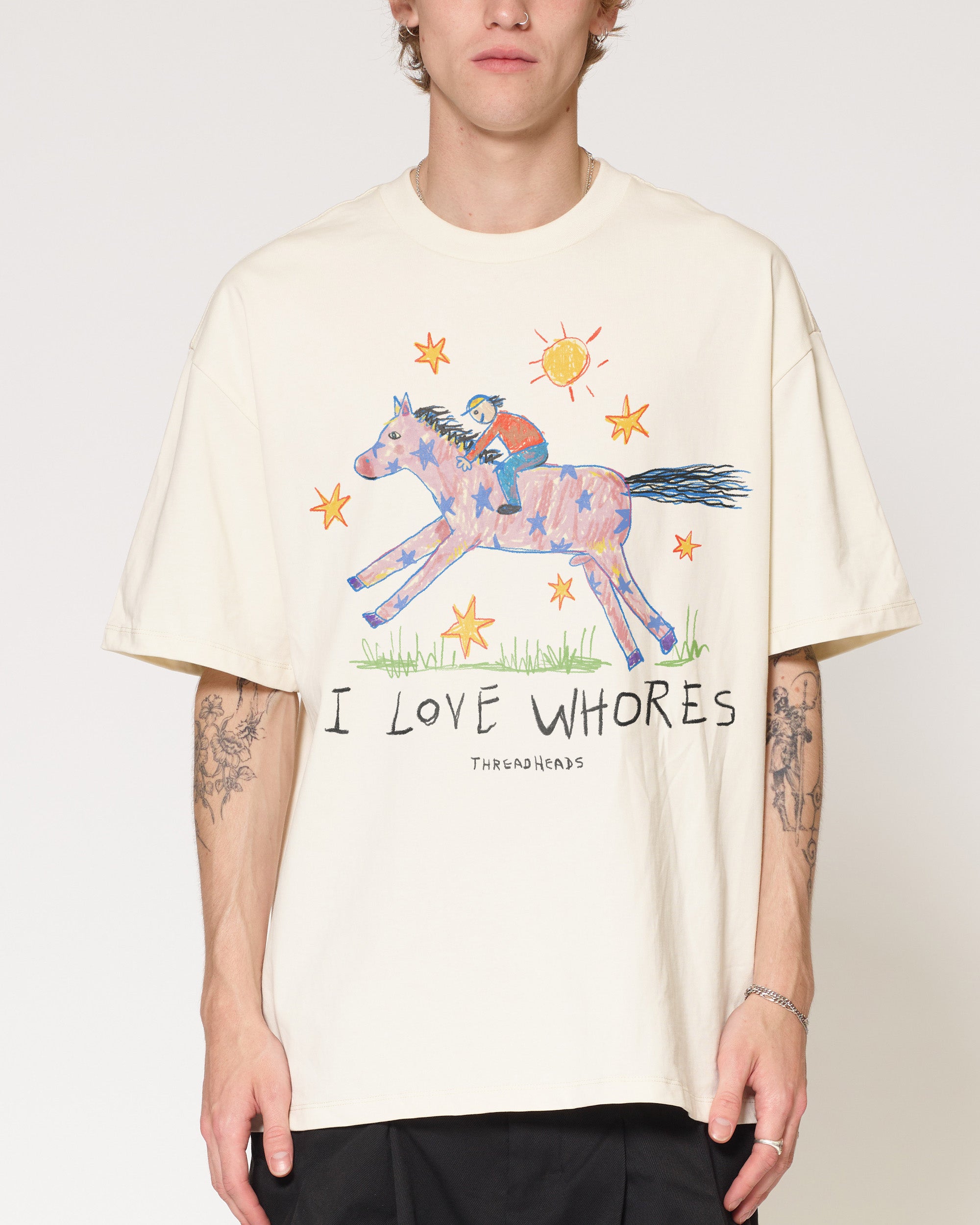 I Love Whores Natural Oversized Tee