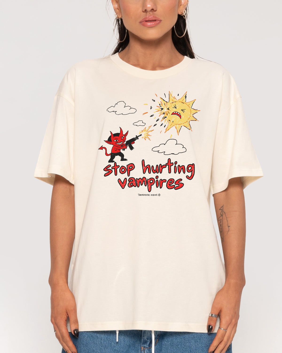 Stop Hurting Vampires Natural T-Shirt