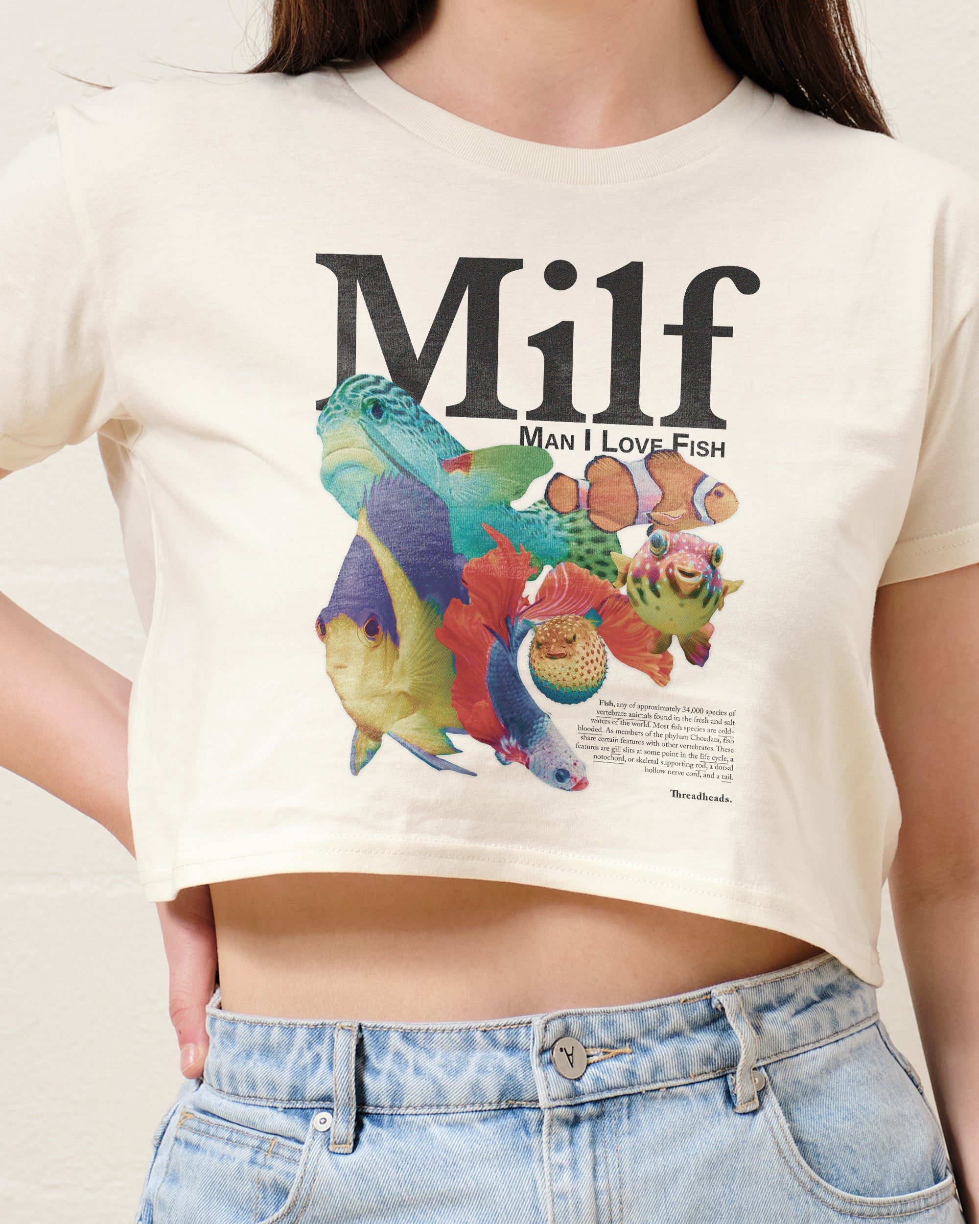 Man I Love Fish Crop Tee Australia Online Natural