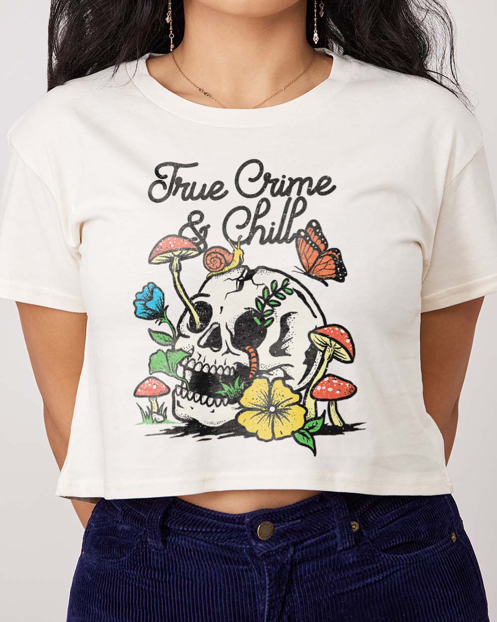 True Crime and Chill Crop Tee Australia Online White