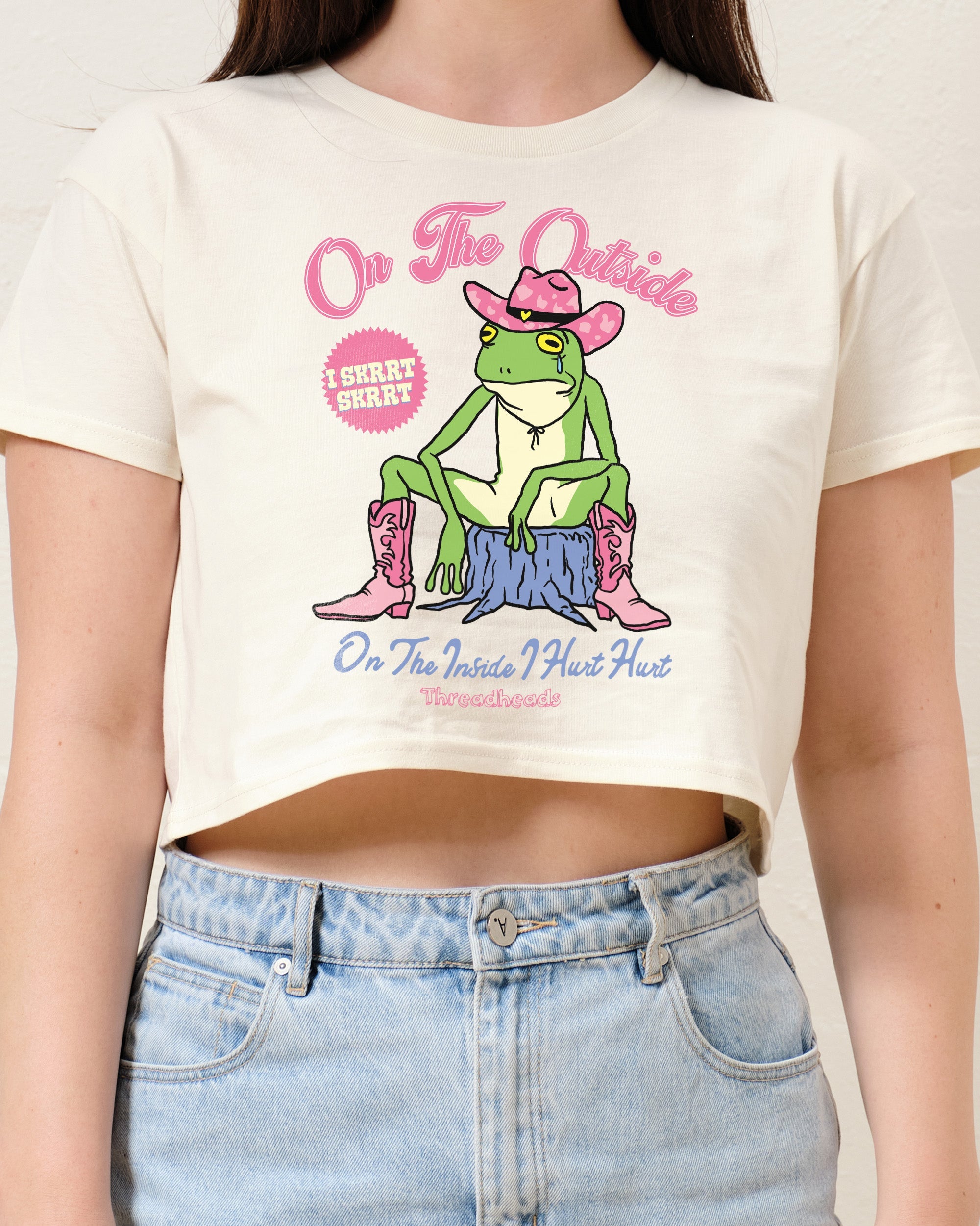 On the Outside I Skrrt Skrrt Crop Tee Australia Online Natural