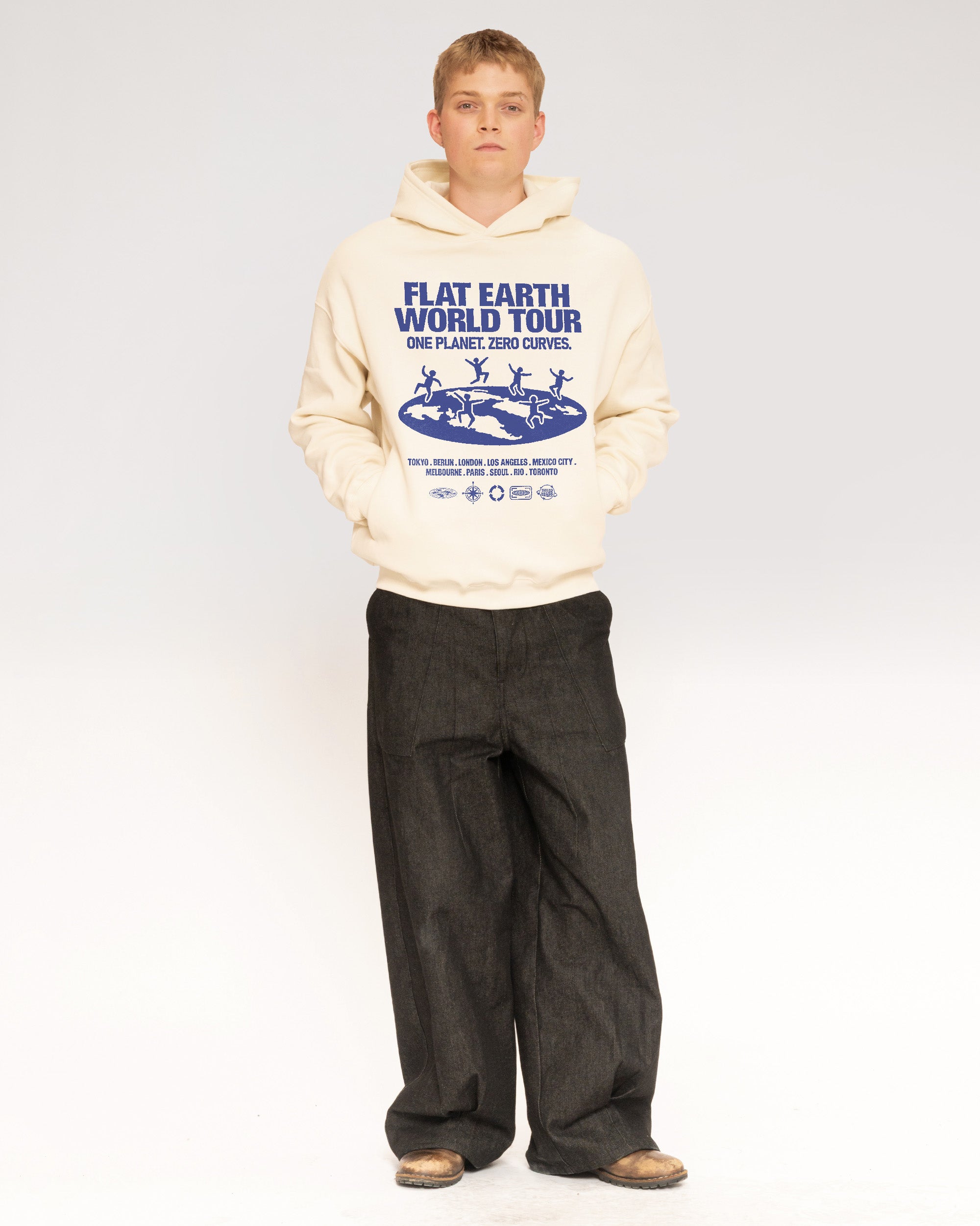 Flat Earth World Tour Natural Hoodie