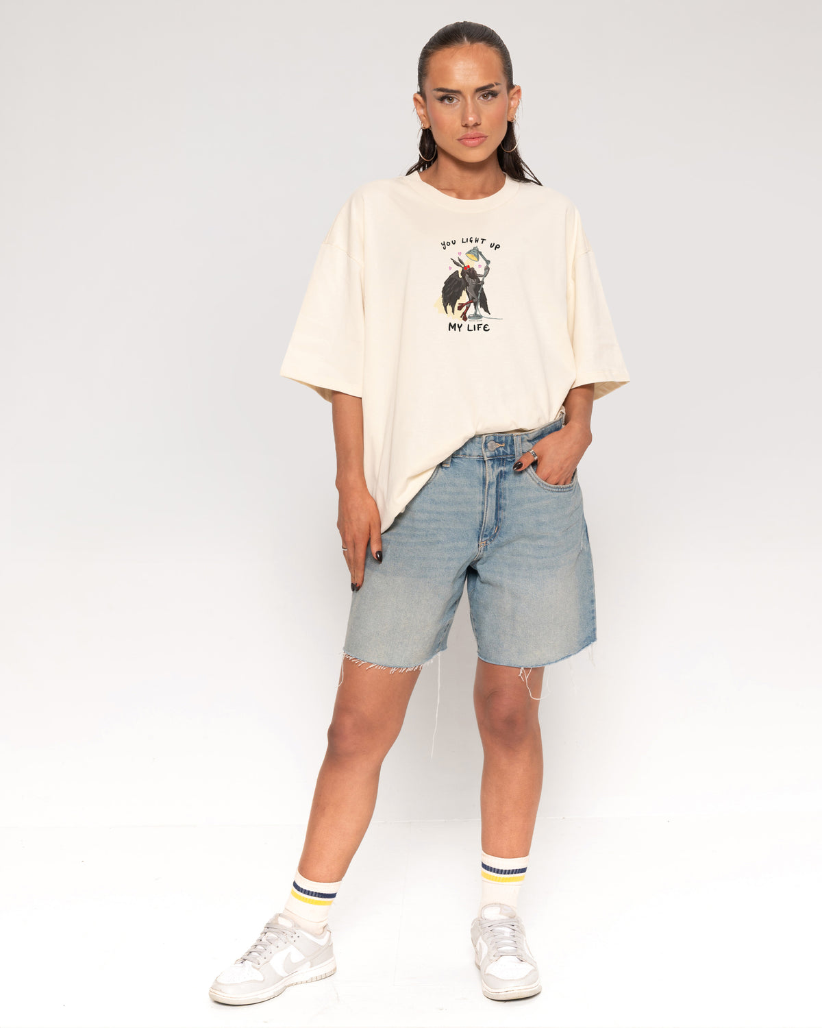You Light Up My Life Natural Oversized Tee