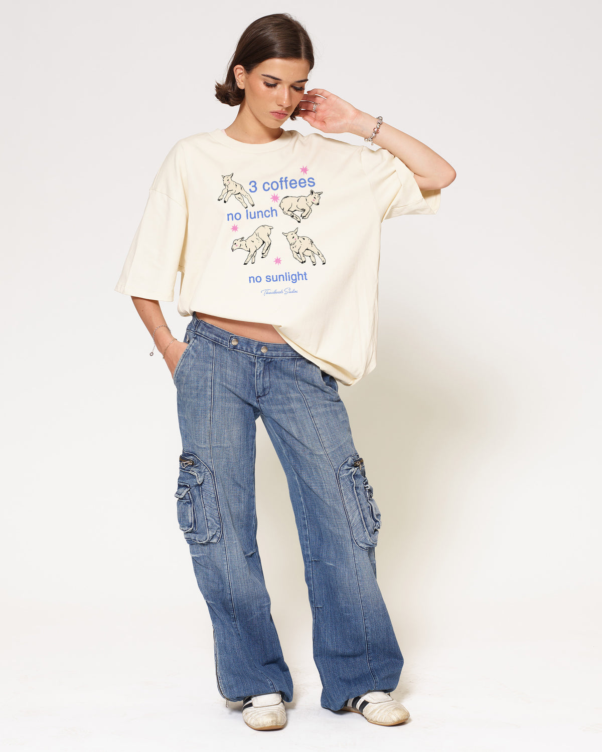 3 coffees Natural Oversized Tee