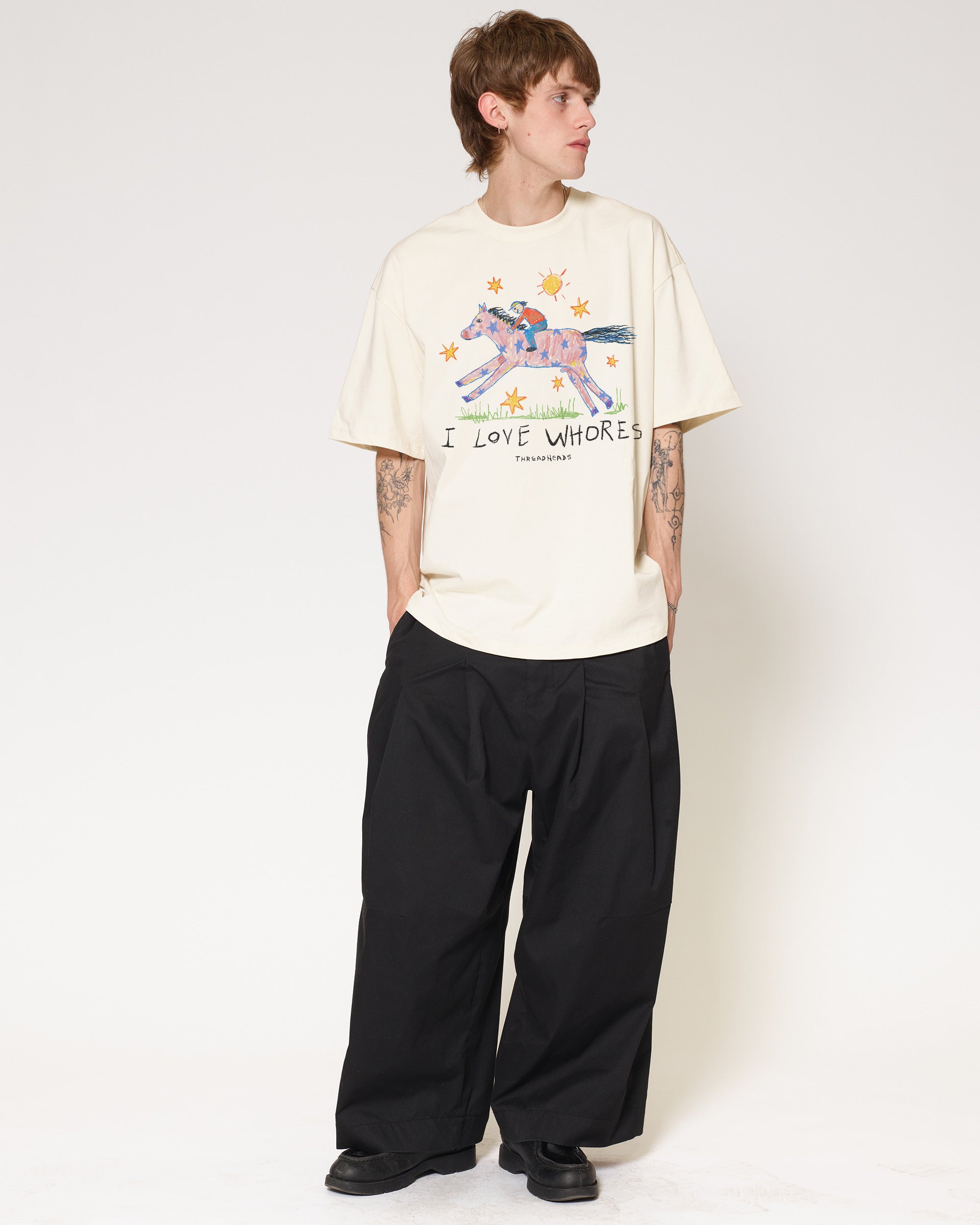 I Love Whores Natural Oversized Tee