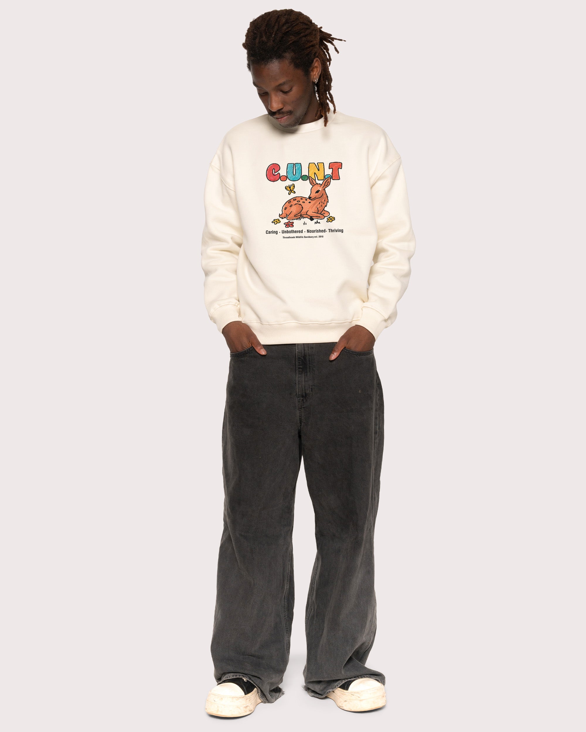 Caring Unbothered Nourished Thriving Natural Sweatshirt