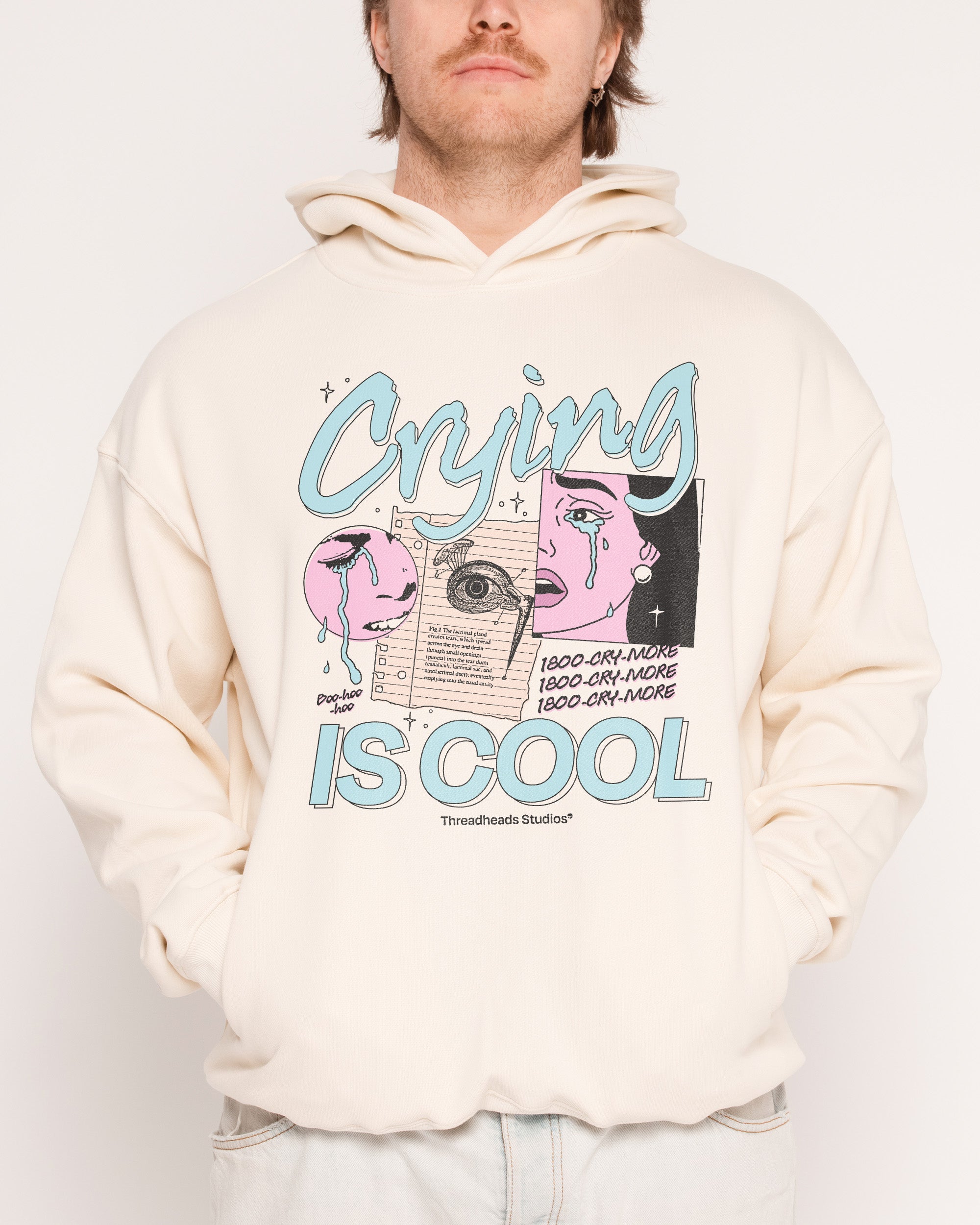 Crying is Cool Natural Hoodie