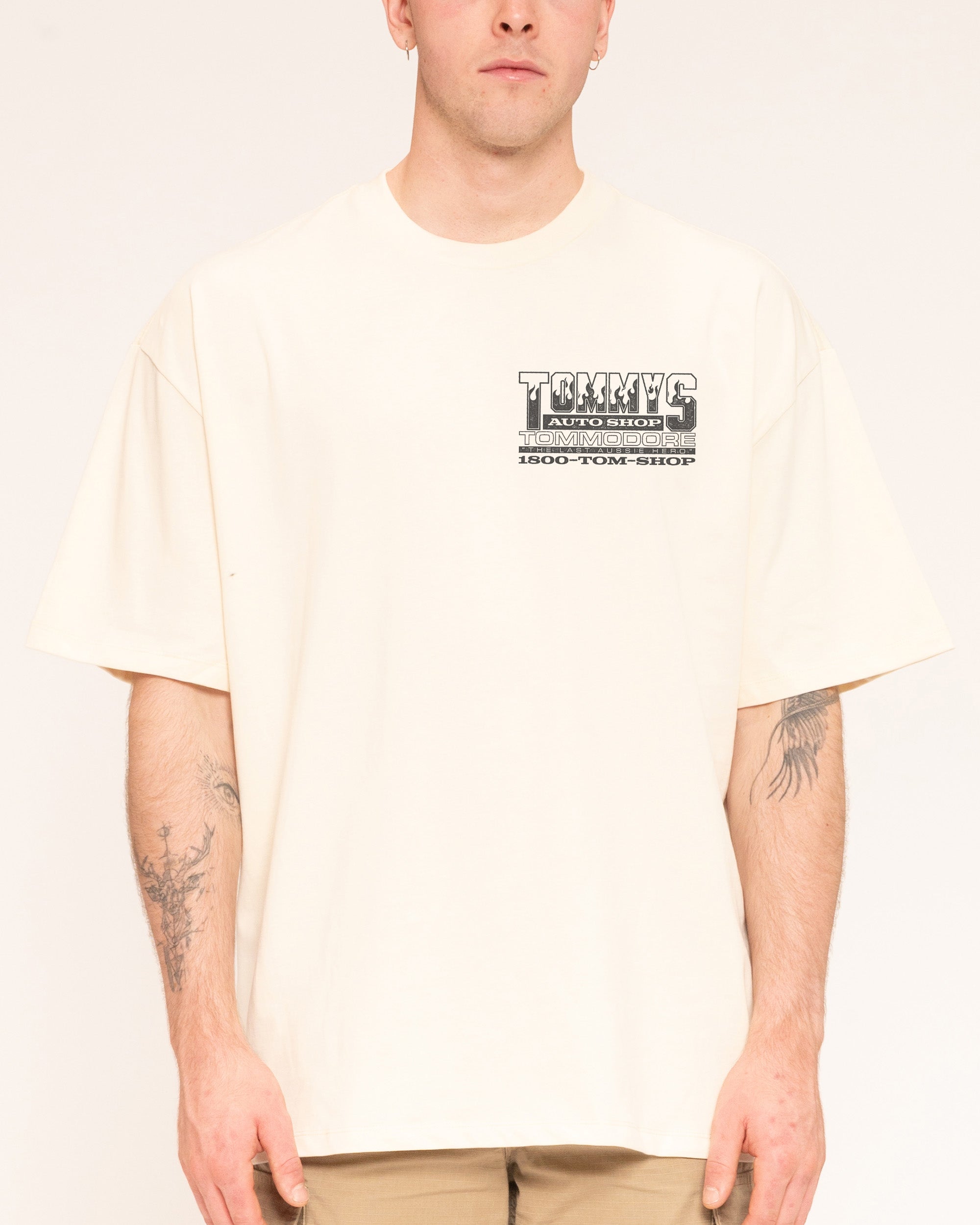Tommy's Auto Shop Natural Oversized Tee