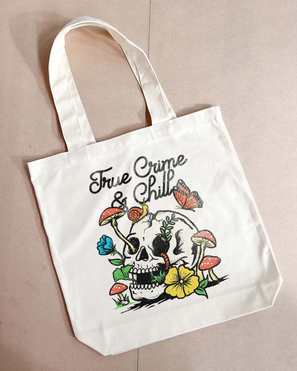 True Crime and Chill Tote Bag Australia Online Natural