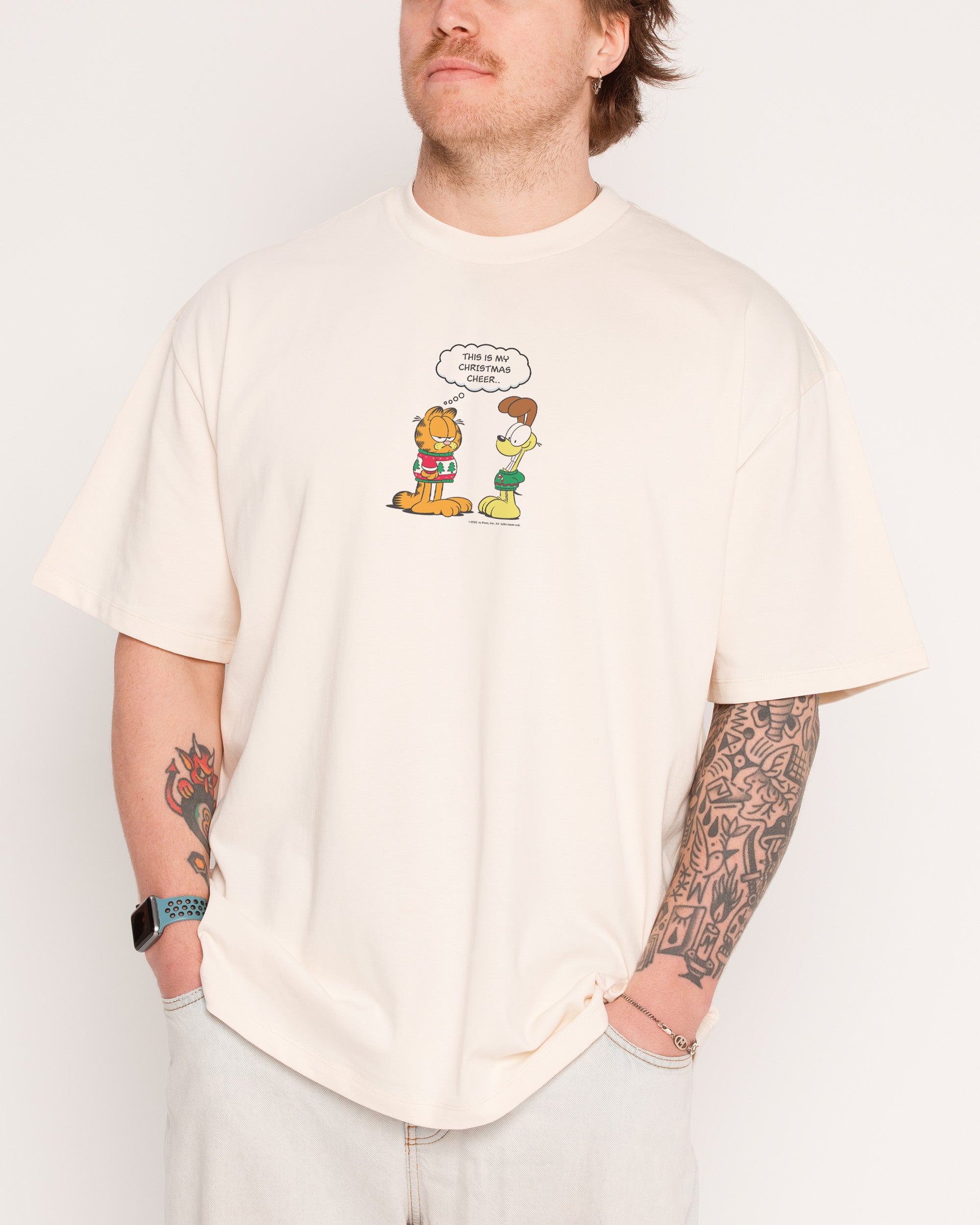 Xmas Cheer Natural Oversized Tee