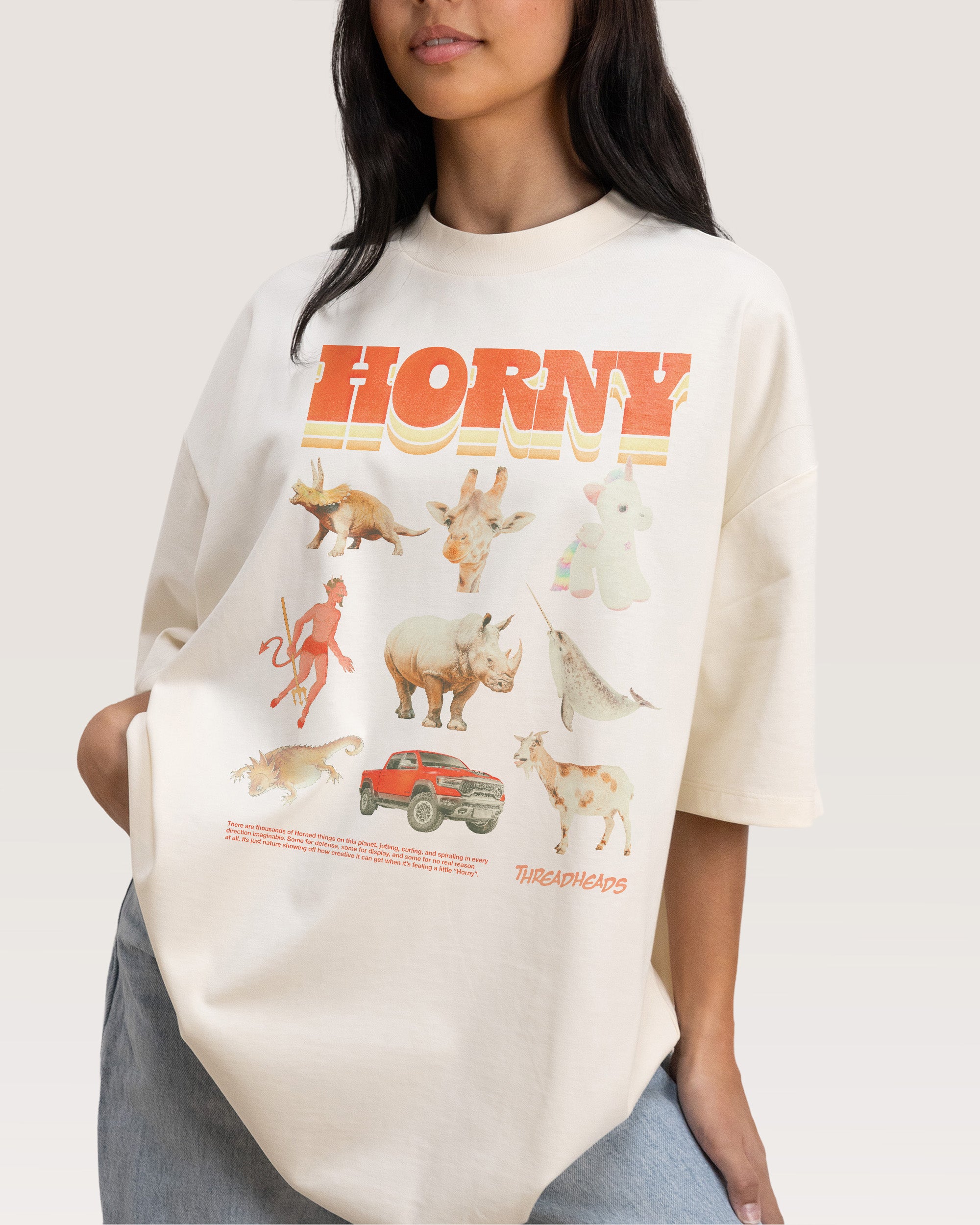 Horny Things Natural Oversized Tee