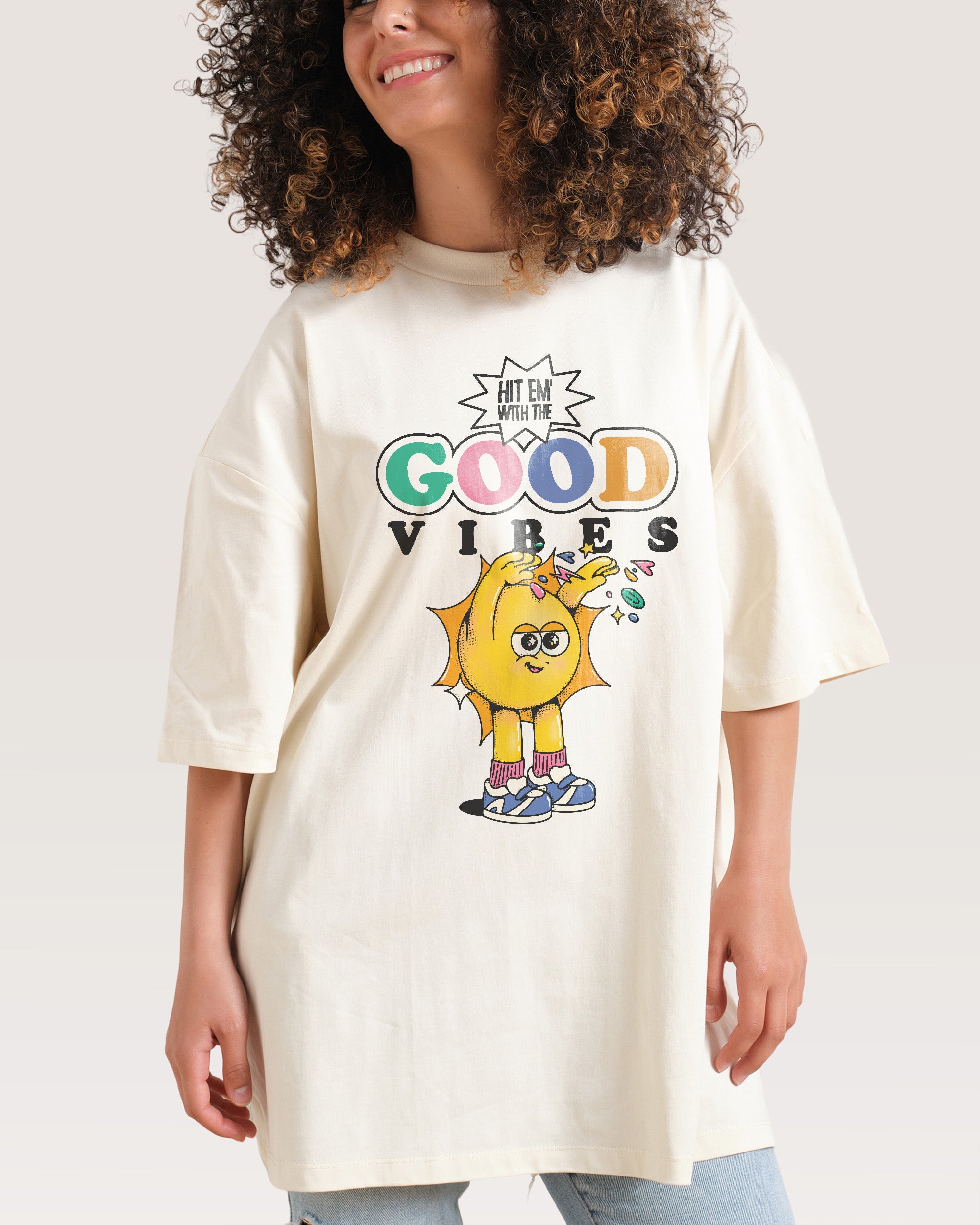 Good Vibes Natural Oversized Tee