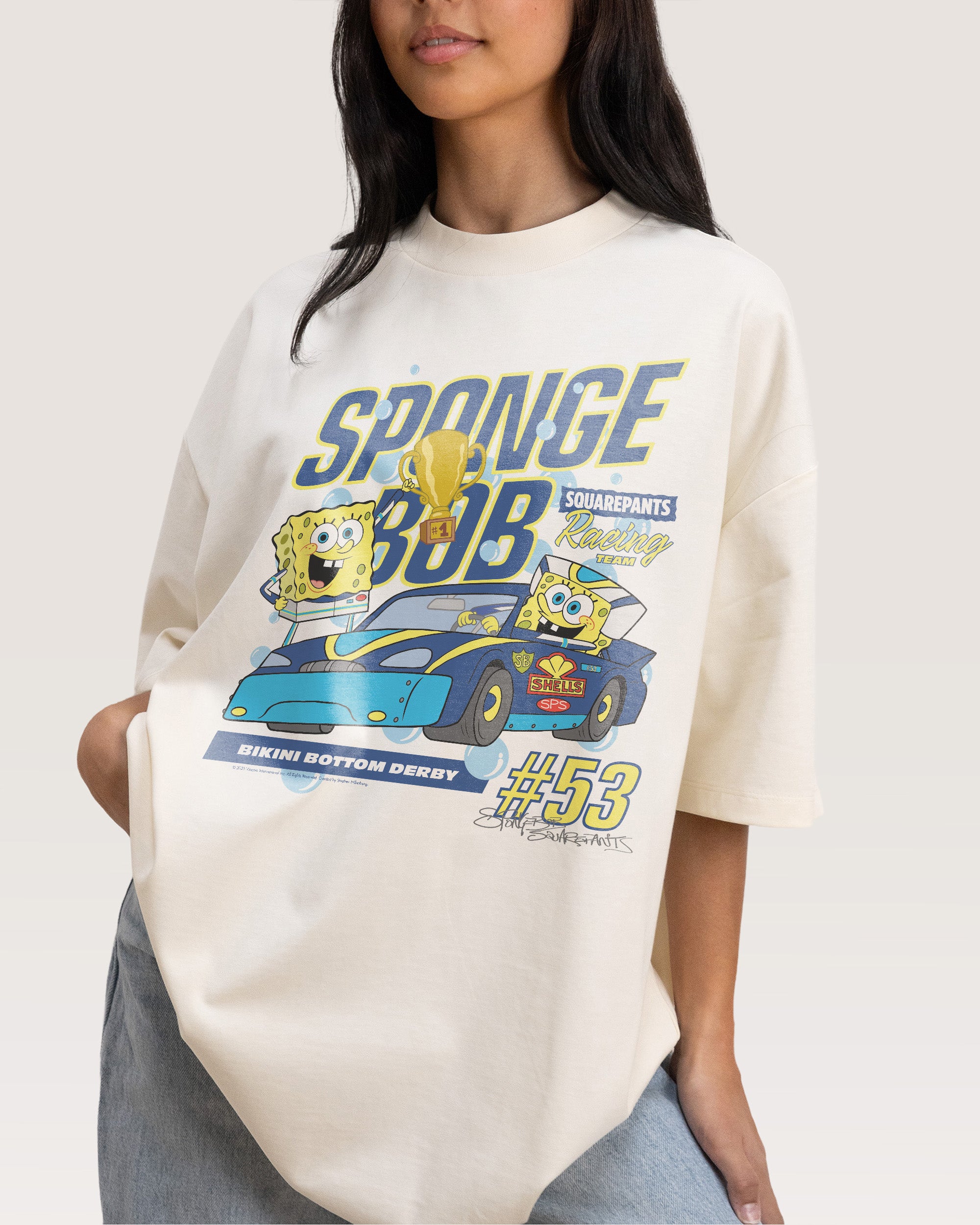 Spongebob Racing Natural Oversized Tee