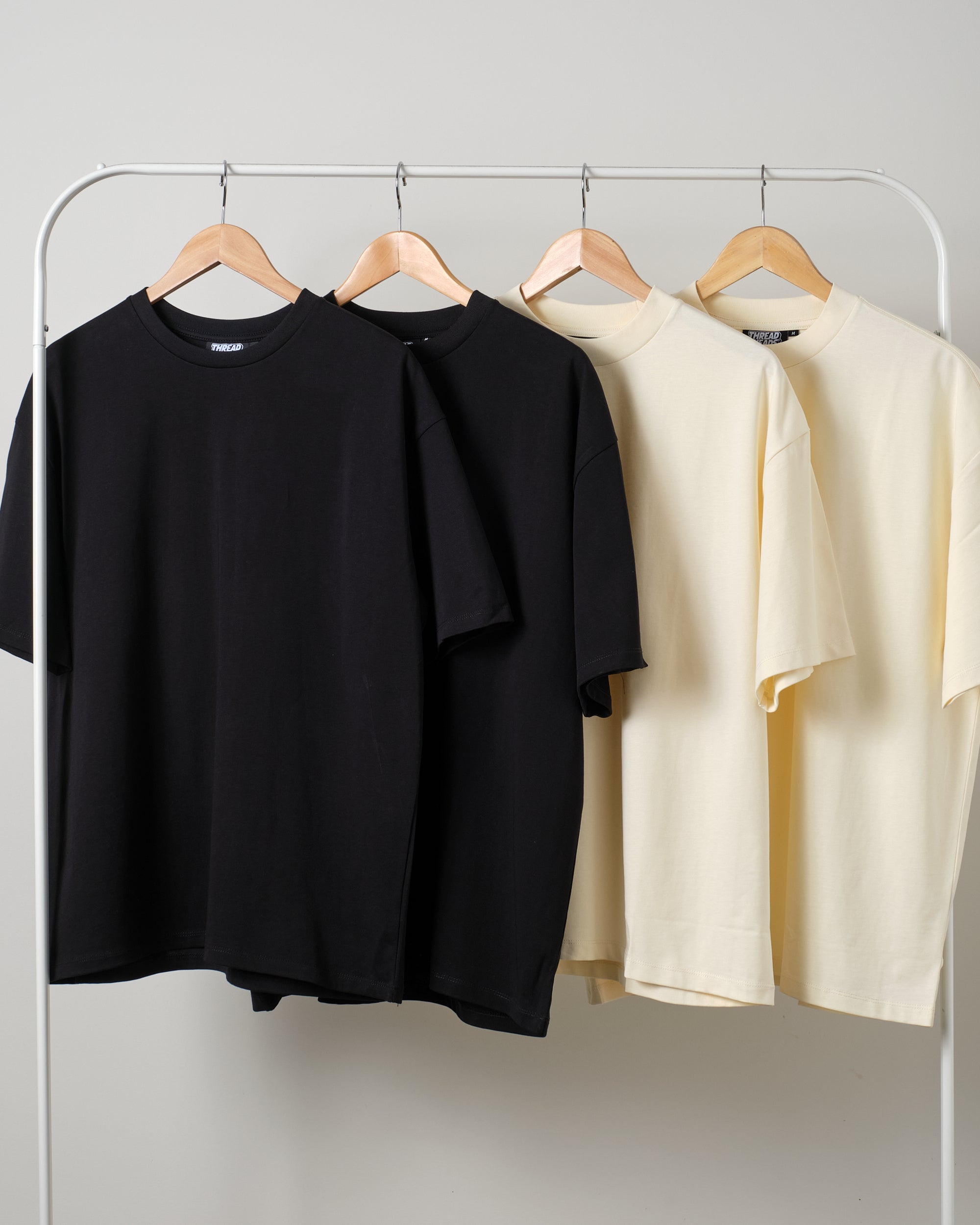 Oversized Tee 4 Pack: Black, Natural