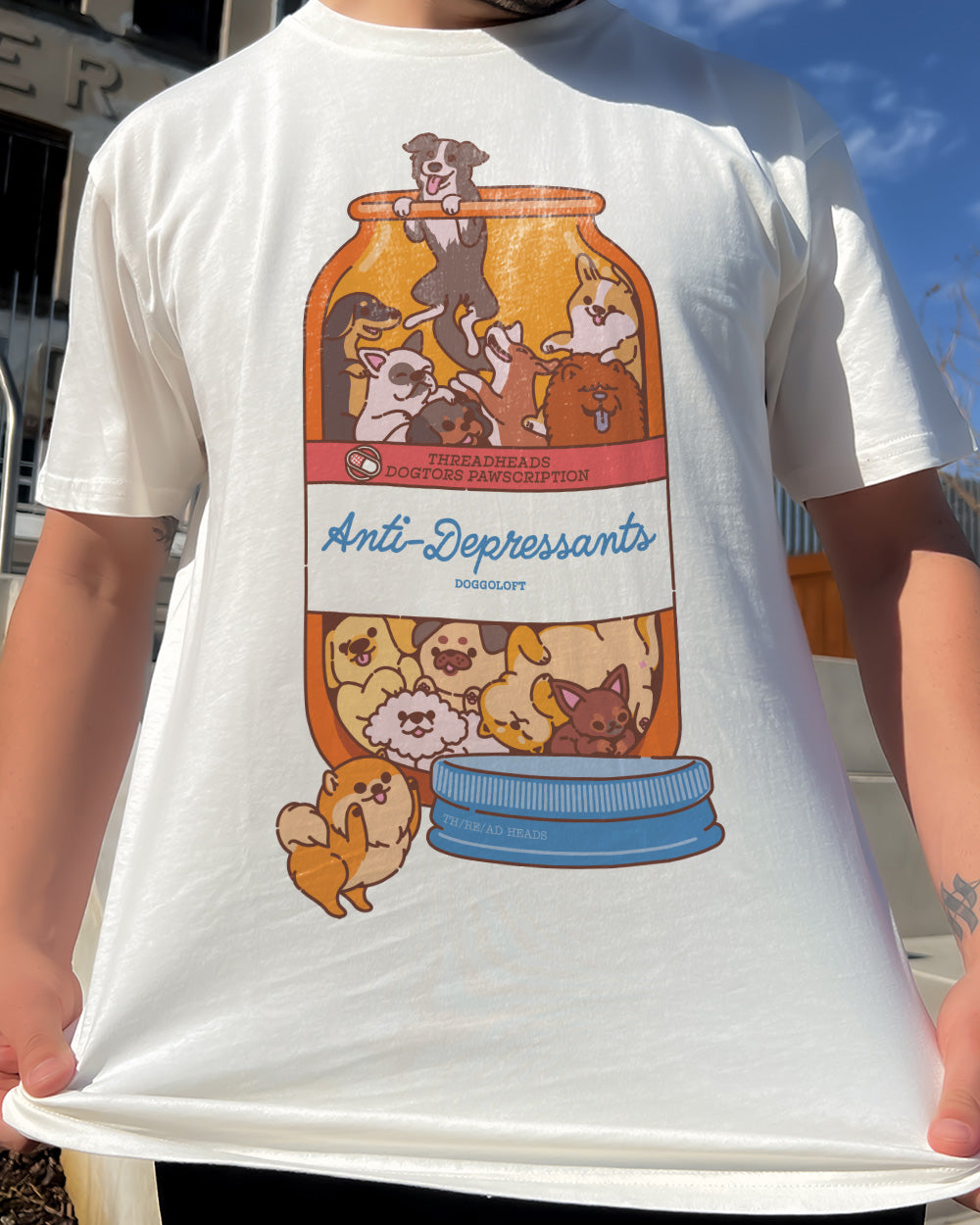 Anti-Depressants Dog Edition T-Shirt Australia Online #colour_natural