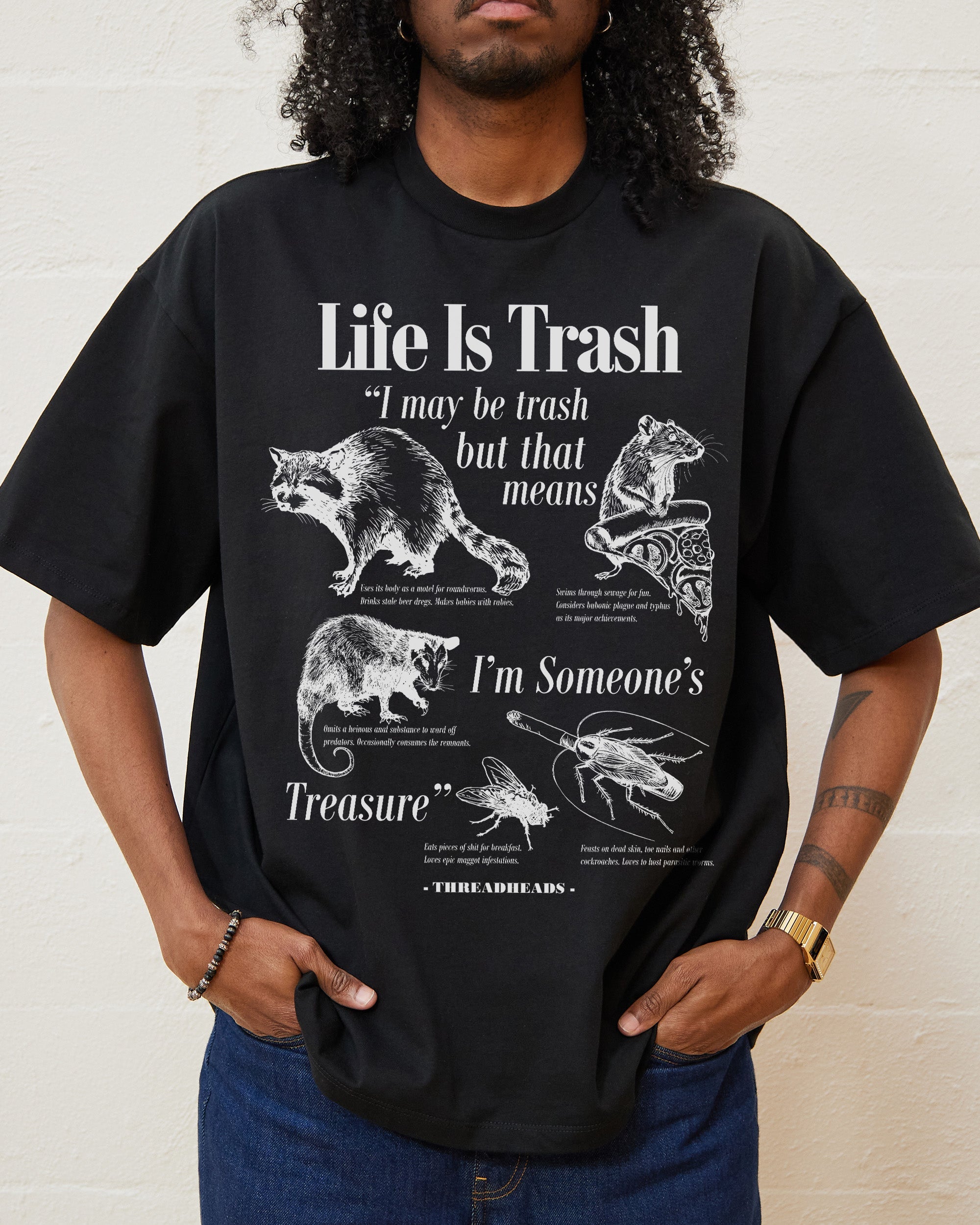 Life Is Trash Oversized Tee Australia Online Black