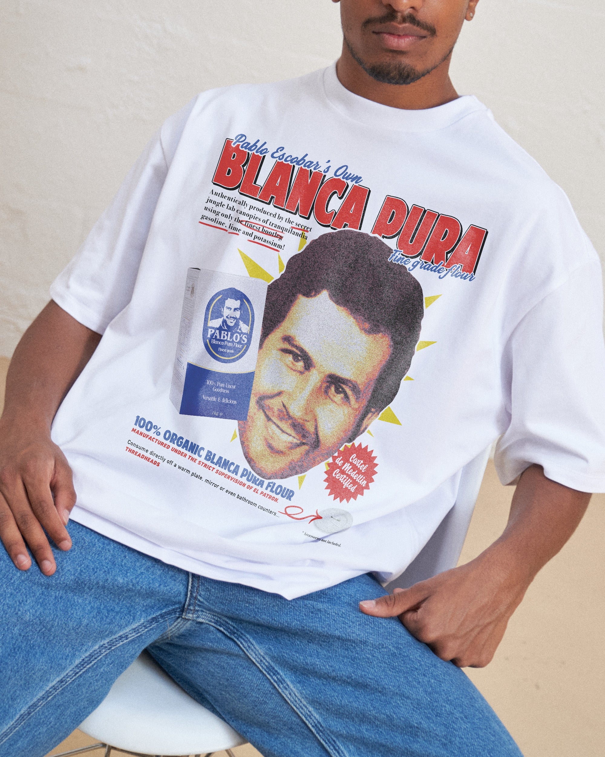 Pablo Escobar's Blanca Flour Oversized Tee Australia Online White