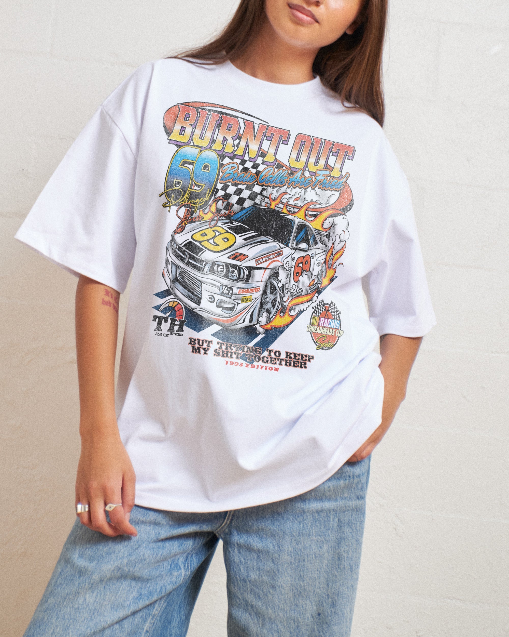 Burnt out Oversized Tee Australia Online White
