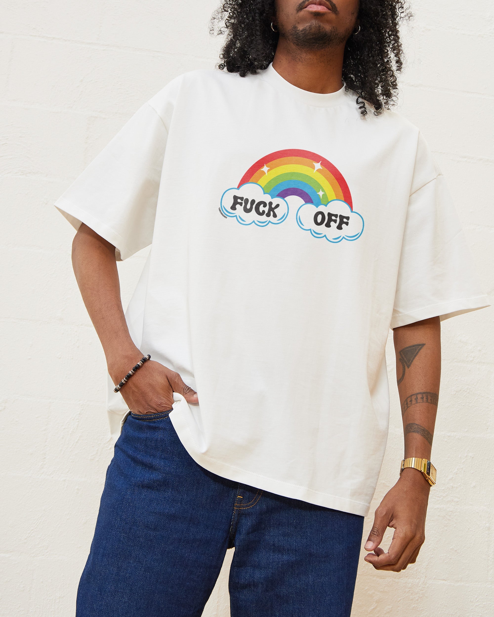 Fk Off Rainbow Oversized Tee Australia Online Black