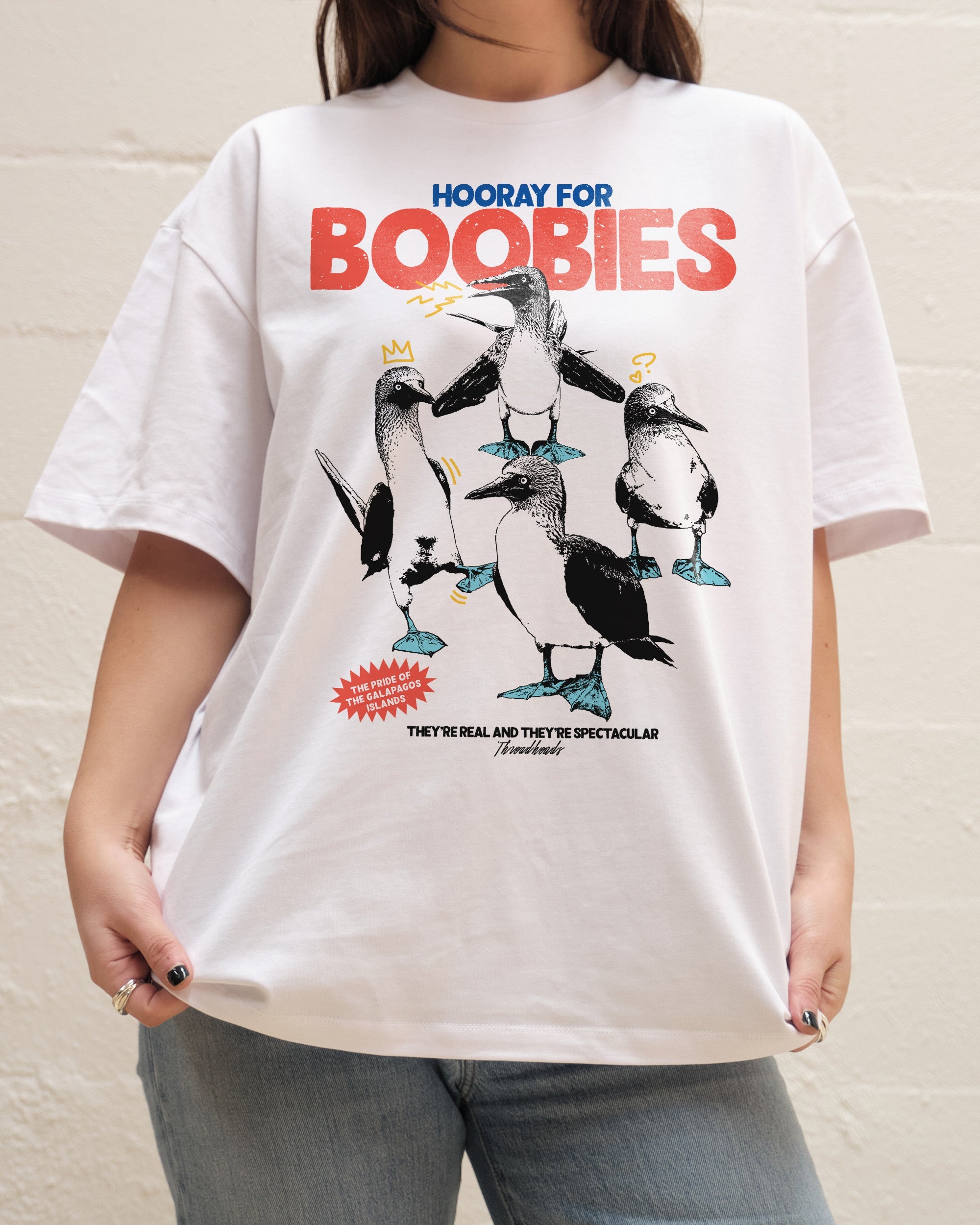 Hooray for Boobies Oversized Tee Australia Online White