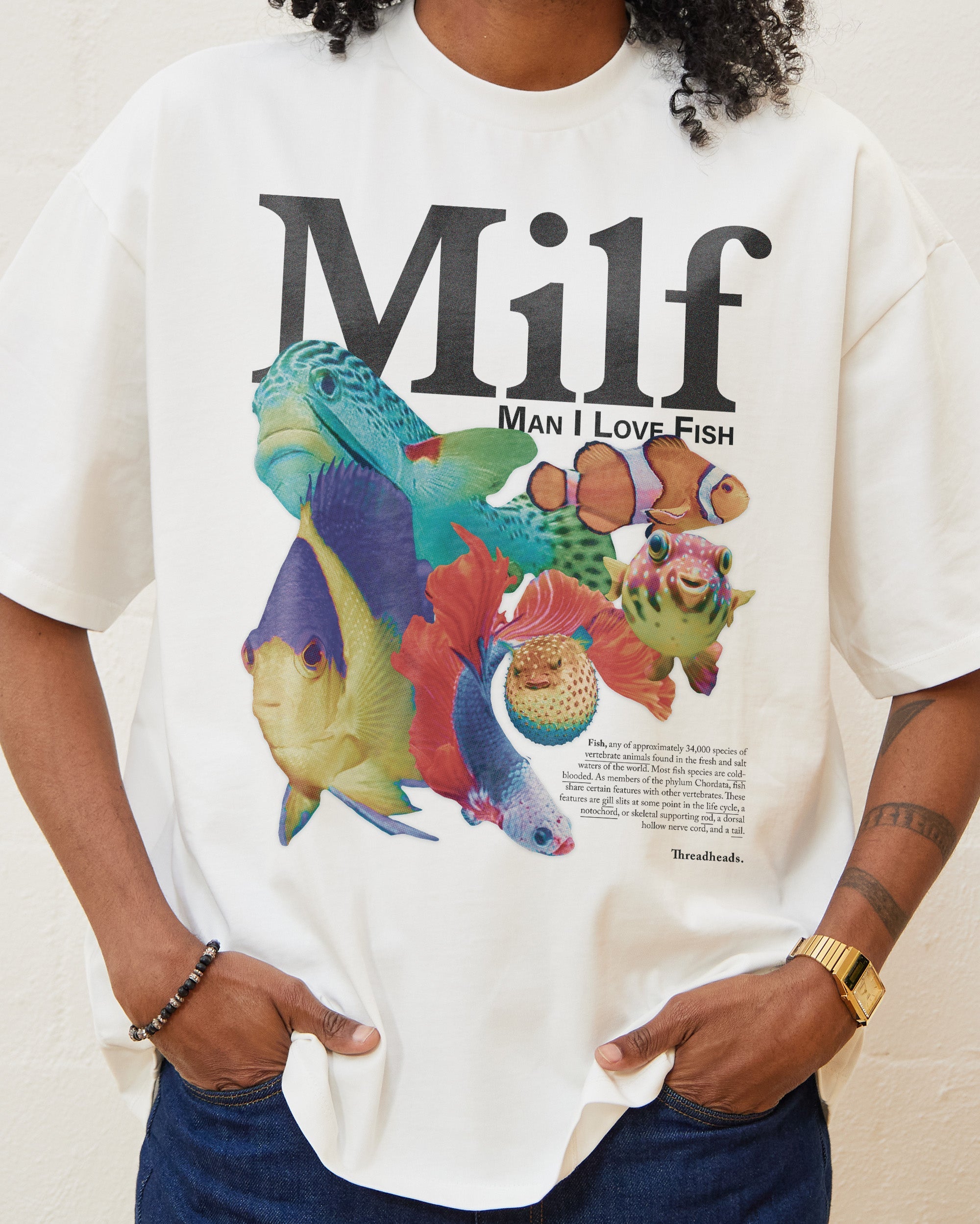 Man I Love Fish Oversized Tee Australia Online White