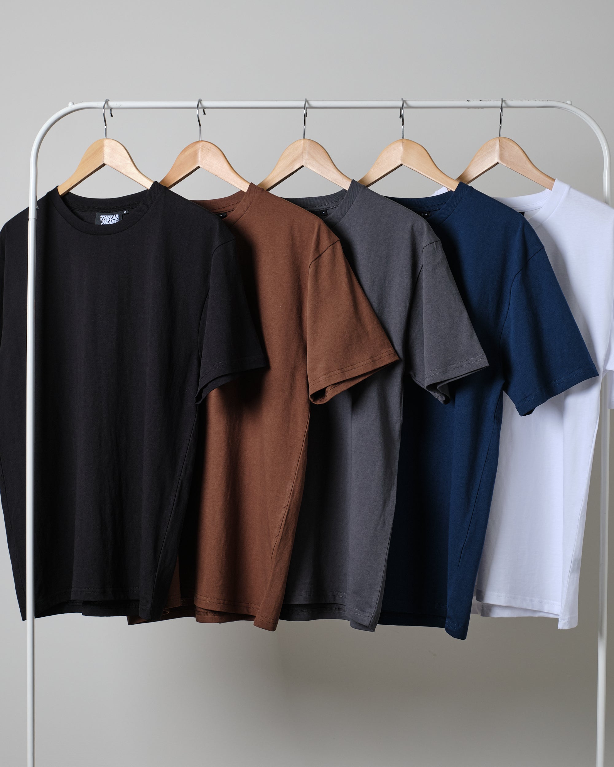 Classic Tee 5-Pack: Black, Brown, Charcoal, Navy, White