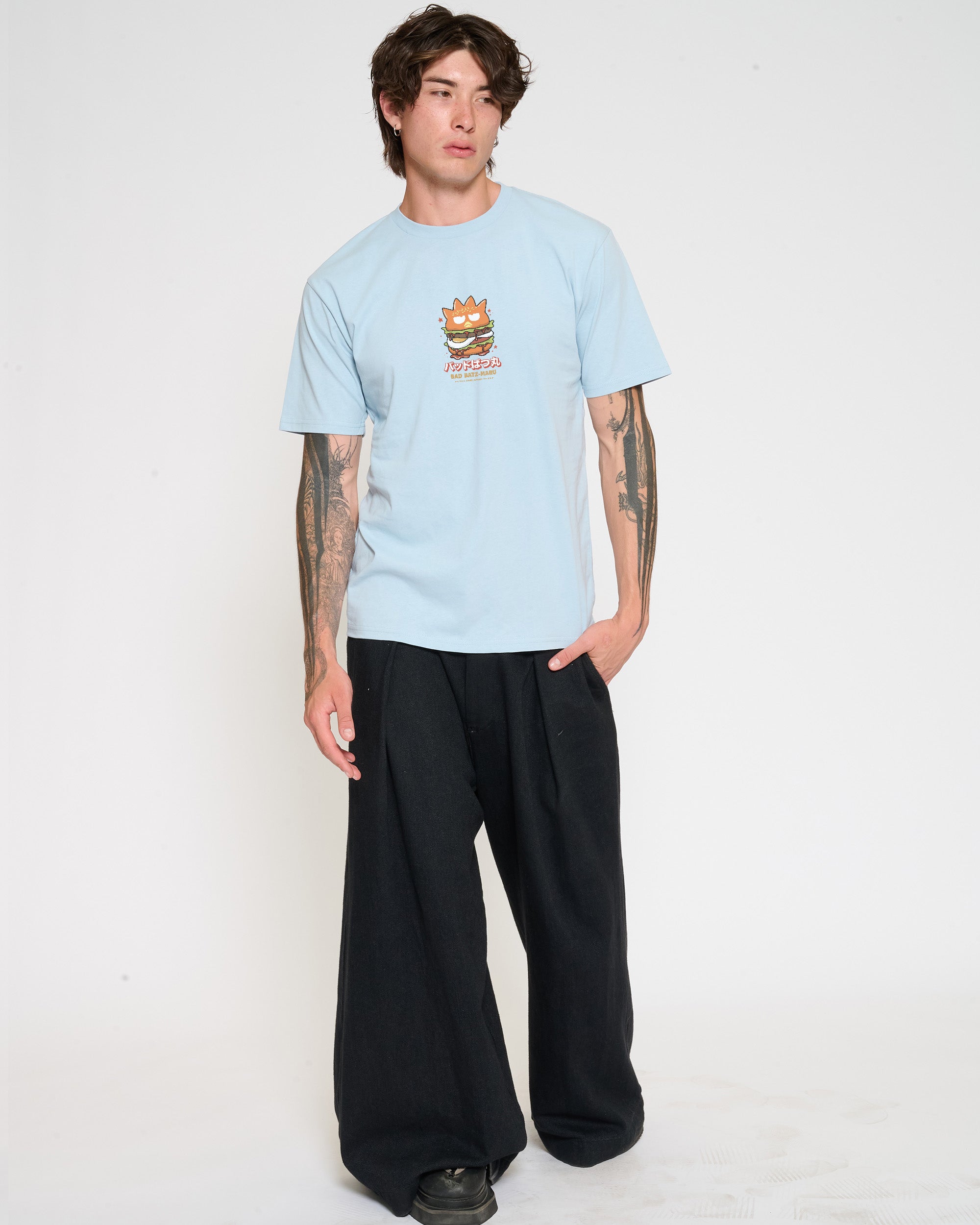 Bad Badtz-Maru Burger T-Shirt Official Hello Kitty and Friends collab Threadheads