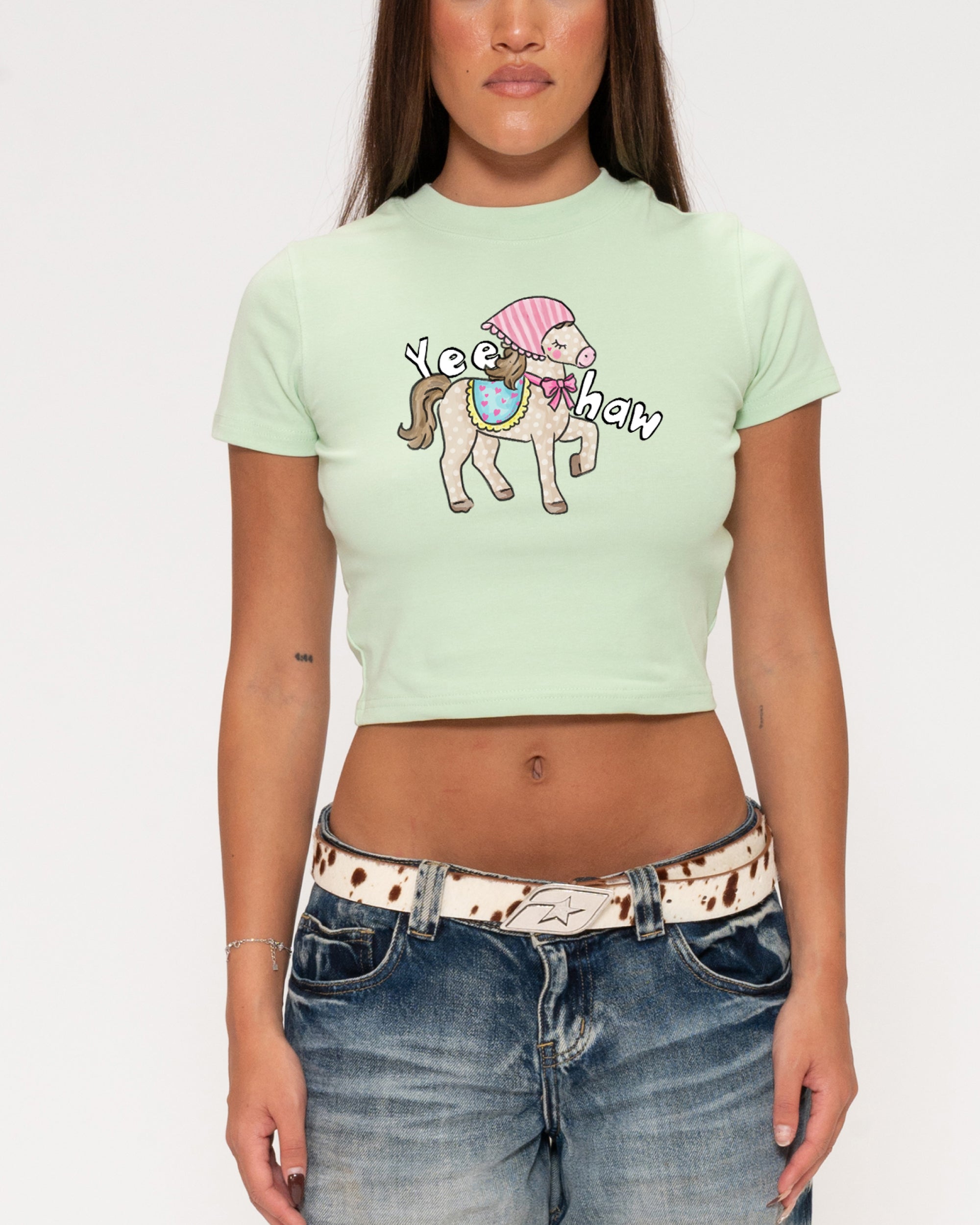 Yeehaw Green Baby Tee