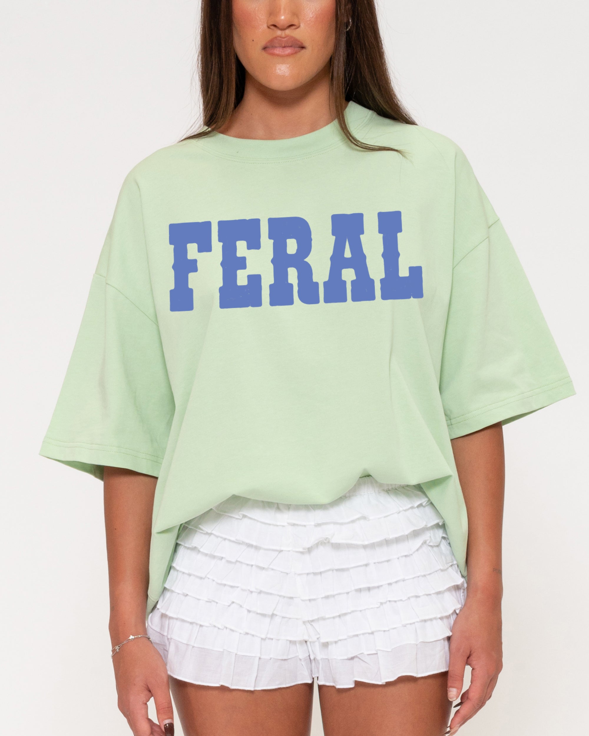Feral Green Boxy Crop Tee