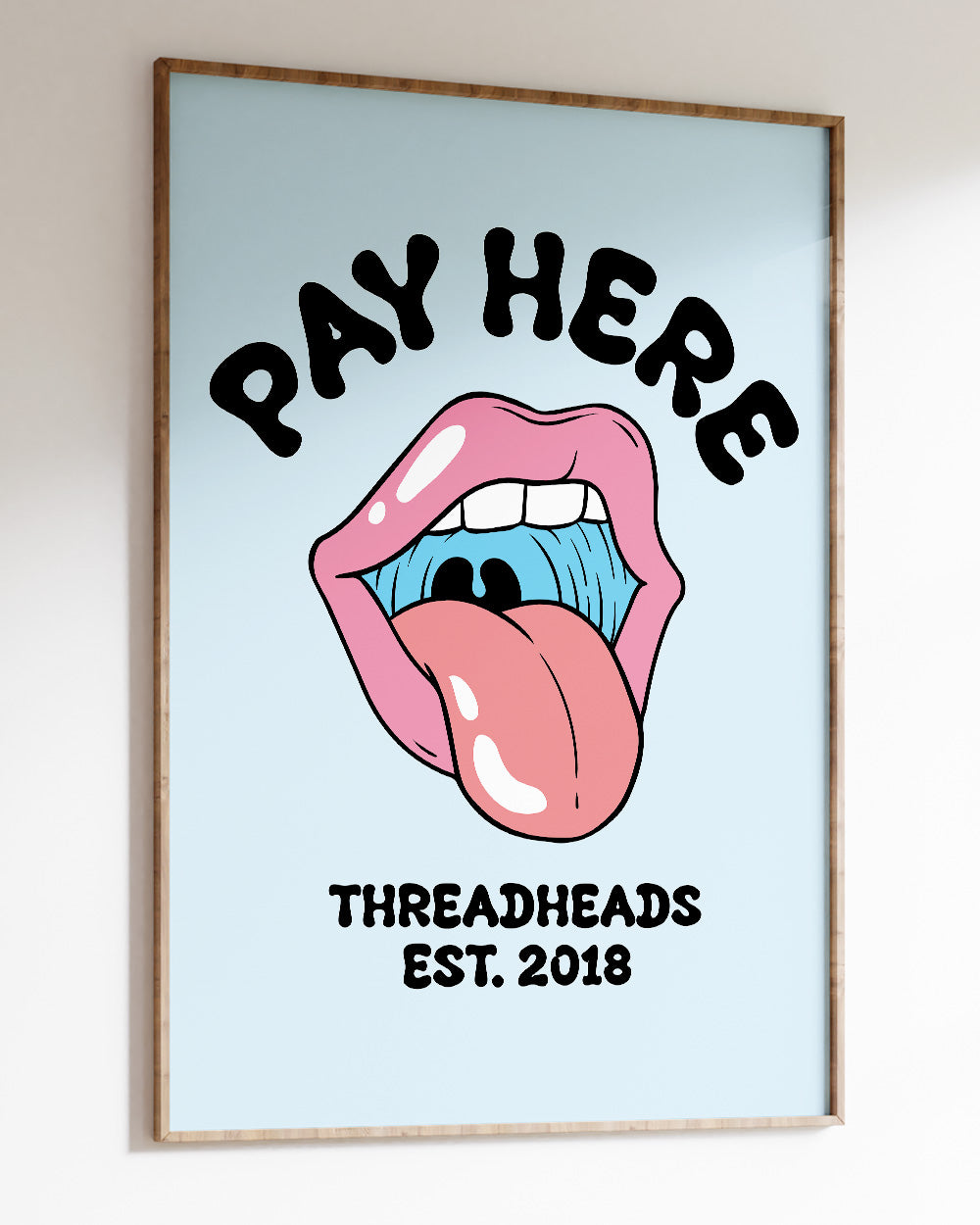 Pay Here Art Print #colour_Pale Blue
