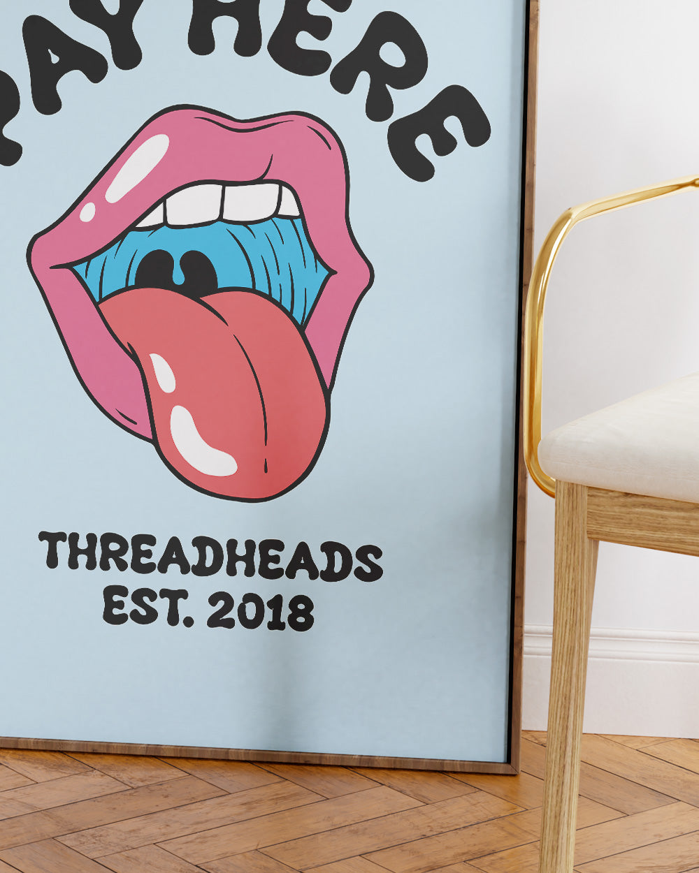 Pay Here Art Print #colour_Pale Blue