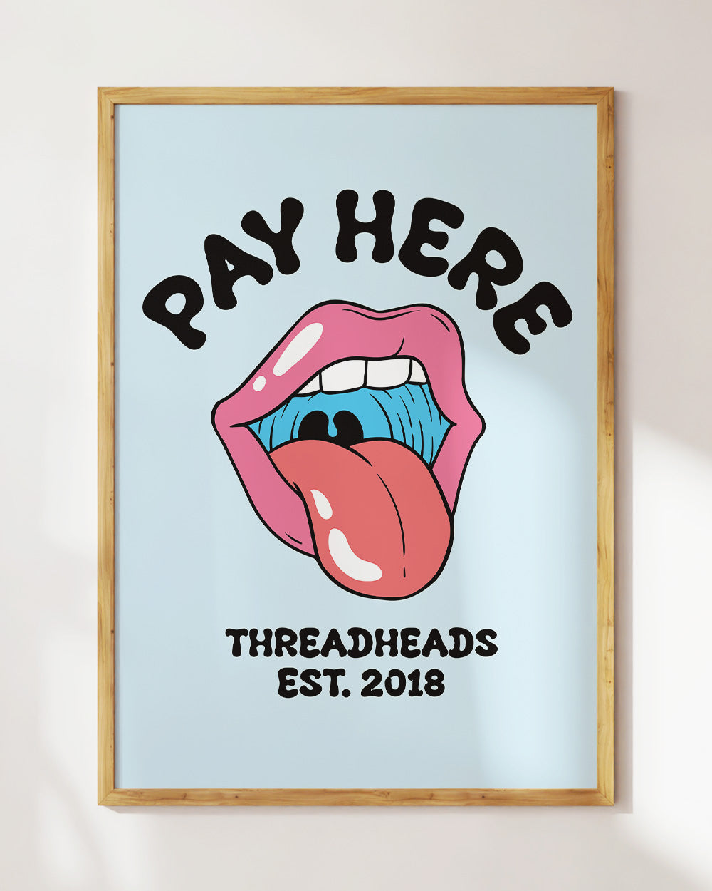Pay Here Art Print #colour_Pale Blue