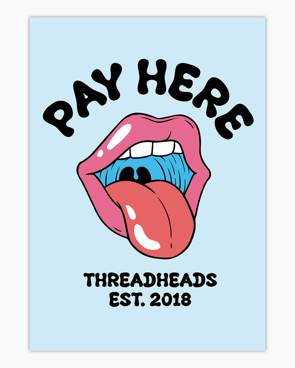 Pay Here Art Print #colour_Pale Blue