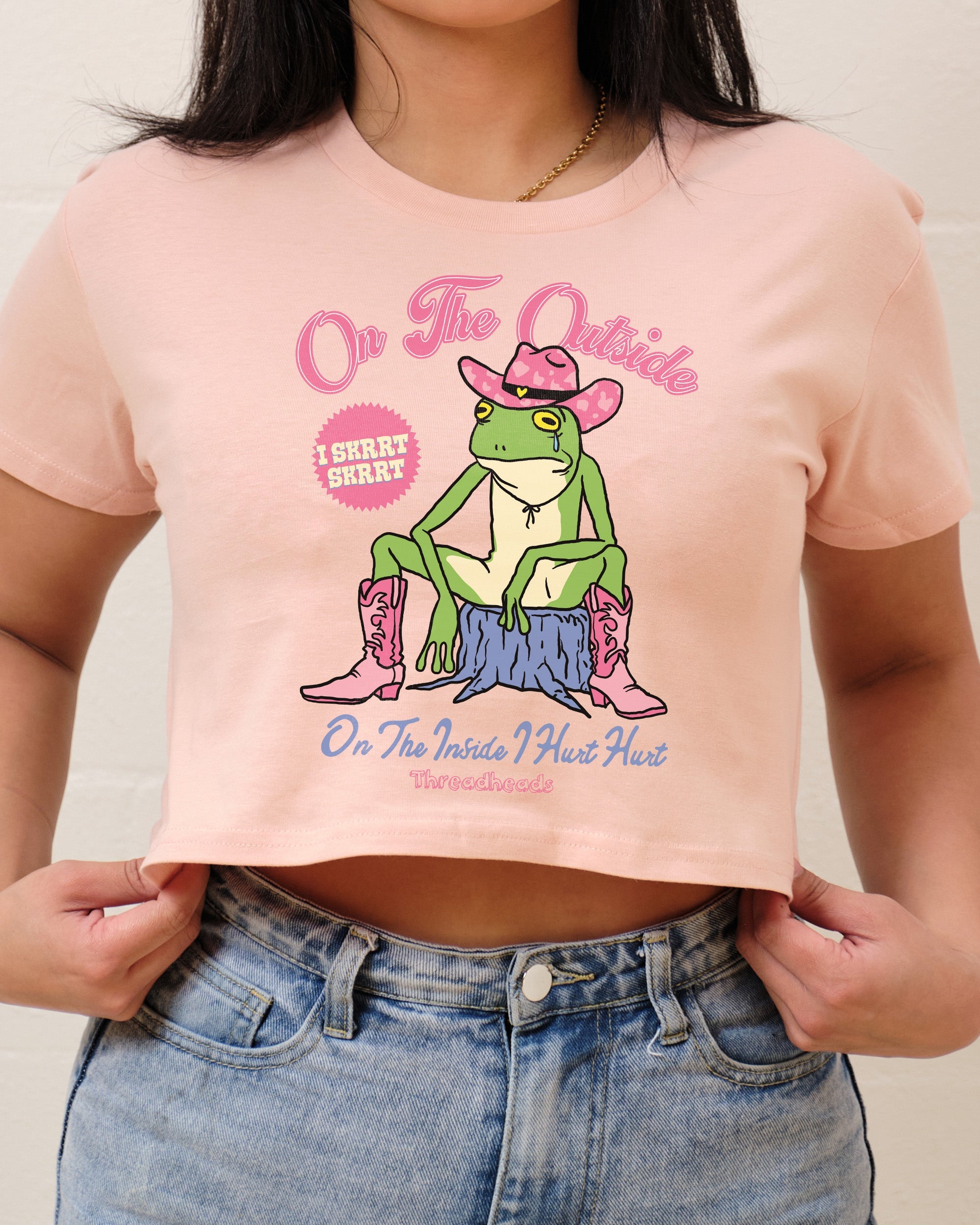 On the Outside I Skrrt Skrrt Crop Tee Australia Online Pink