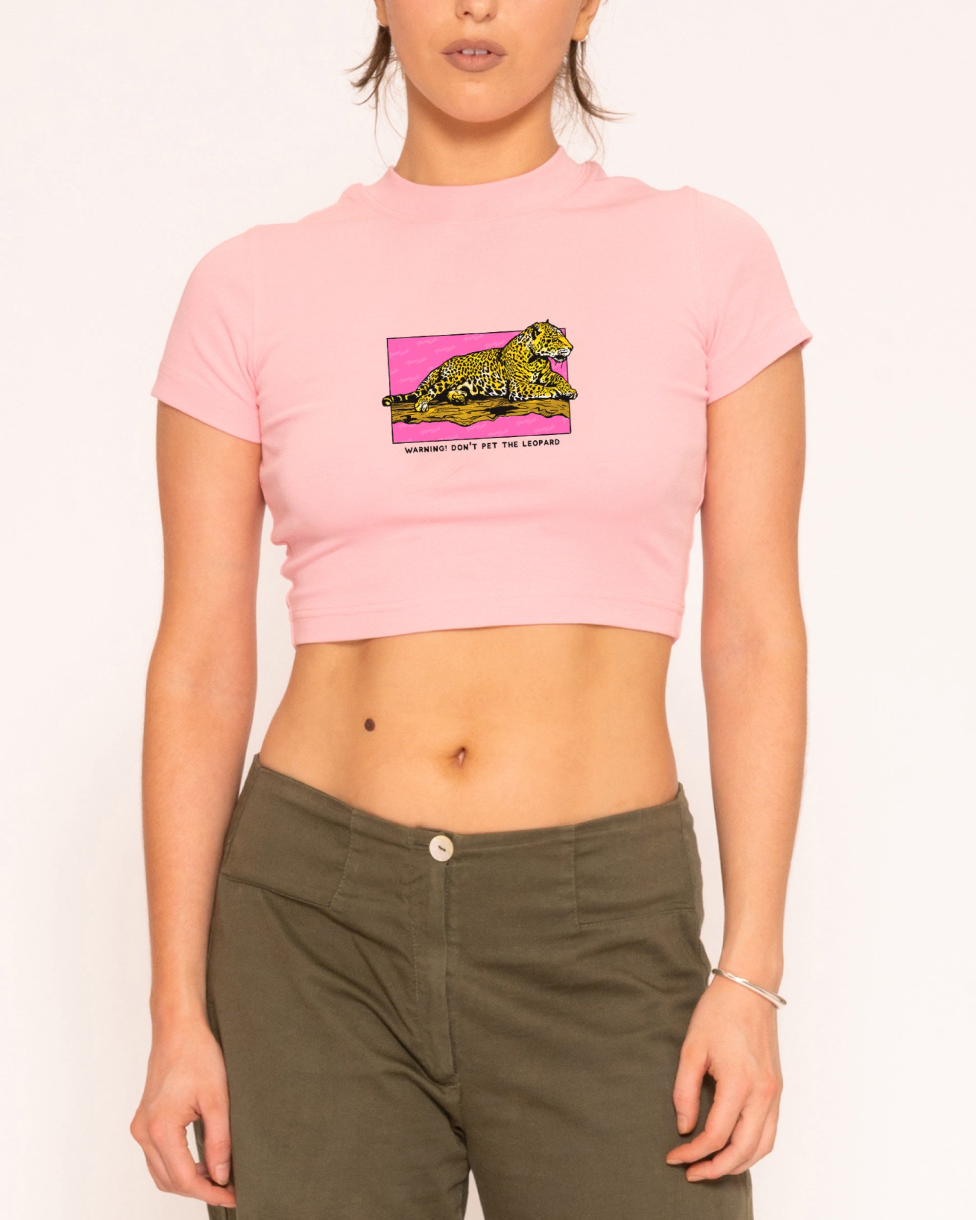 Warning! Don't Pet The Leopard Pink Baby Tee