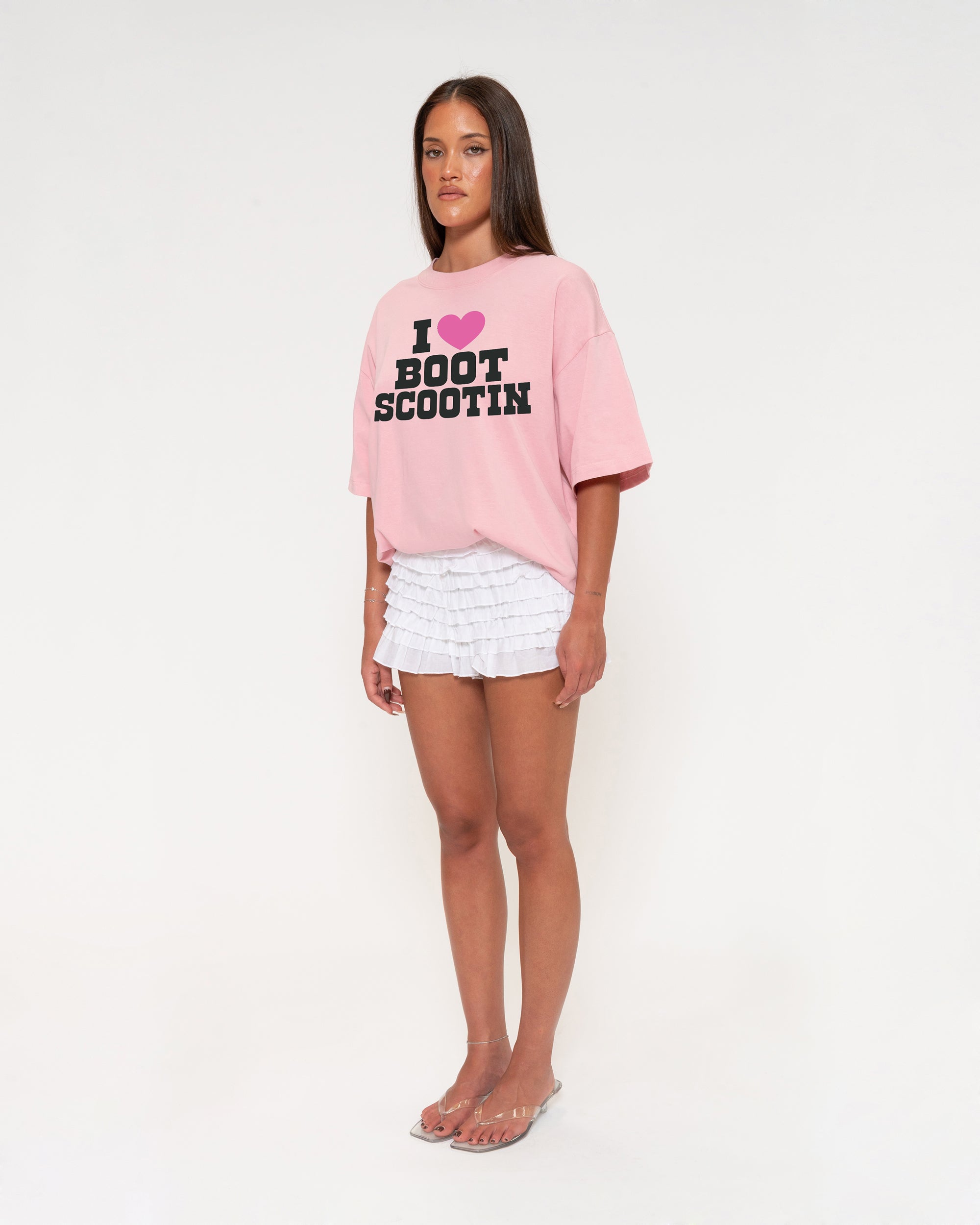 I Love Boot Scootin Pink Boxy Crop Tee
