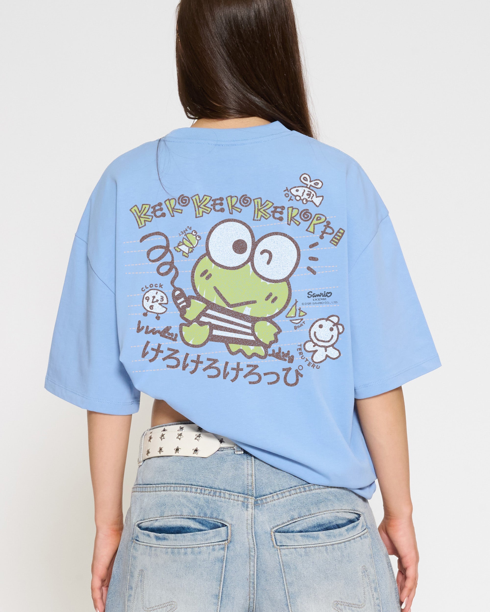 Keroppi Scribble Oversized Tee Official Hello Kitty and Friends collab Threadheads