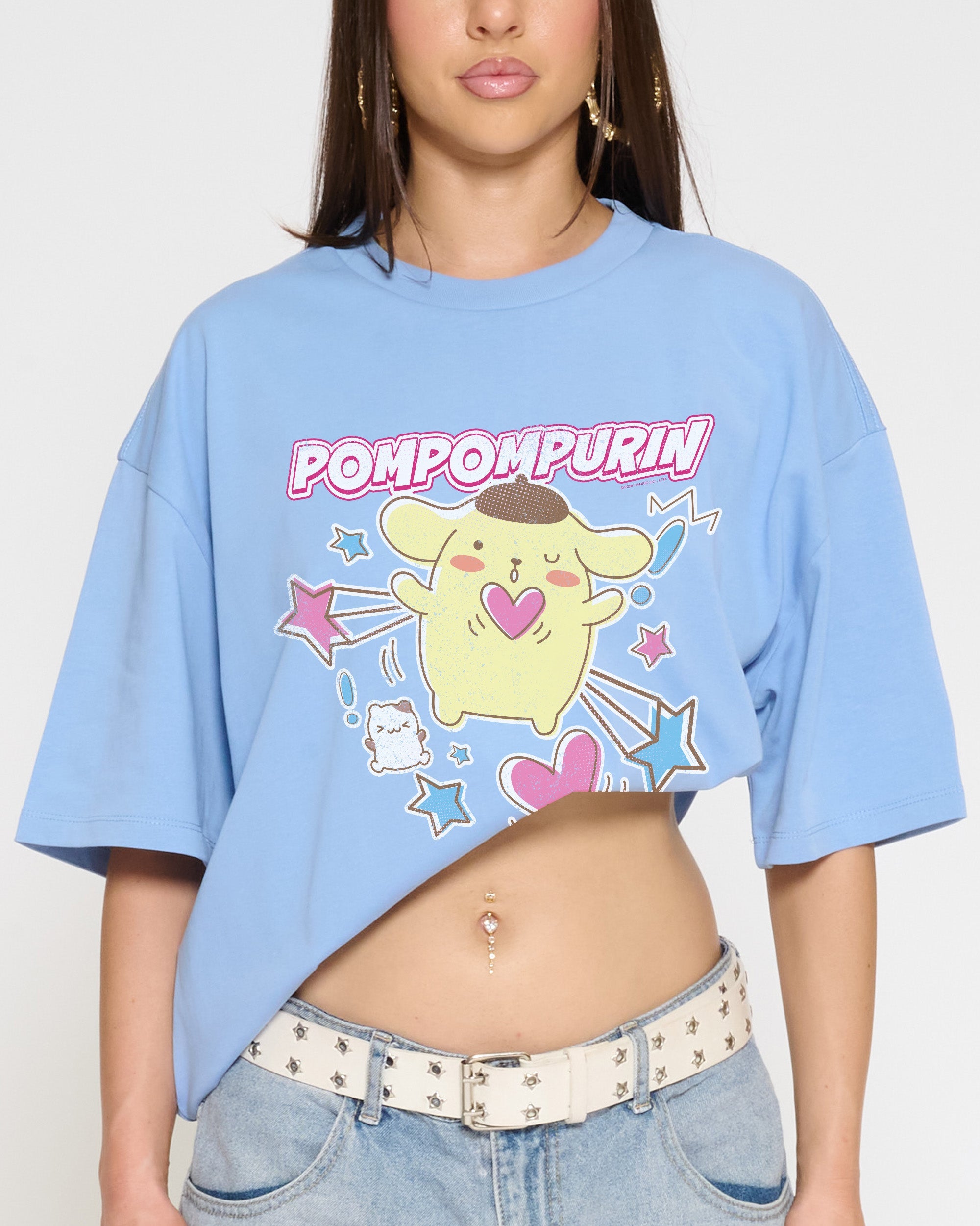 Pompompurin Hearts Oversized Tee Official Hello Kitty and Friends collab Threadheads