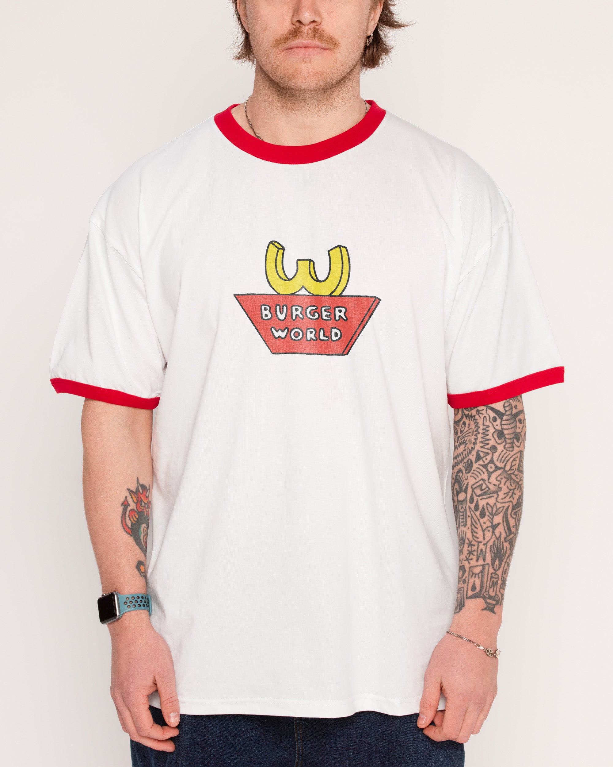 Burger World Red Ringer T-Shirt