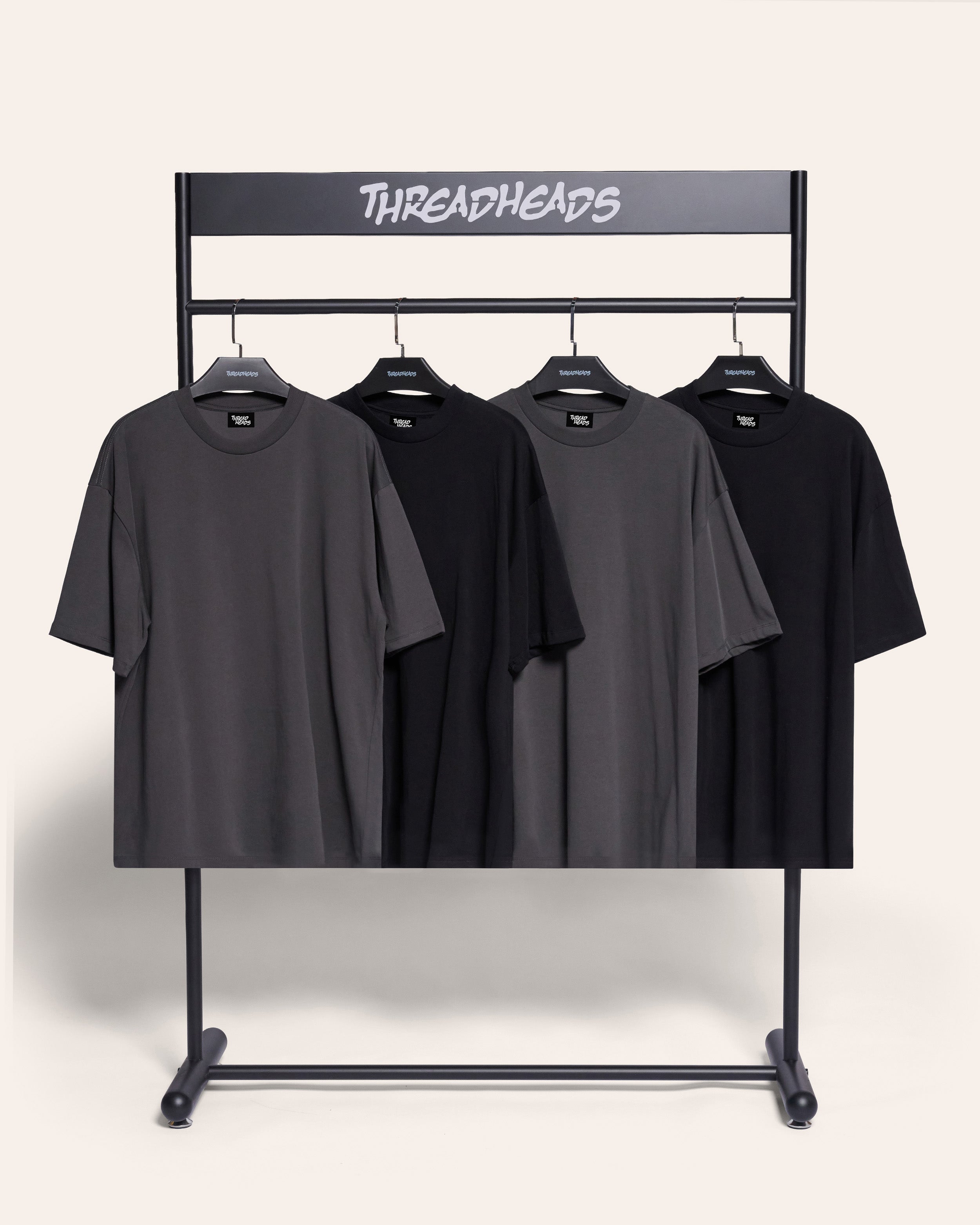 Oversized Tee 4 Pack: Black, Charcoal