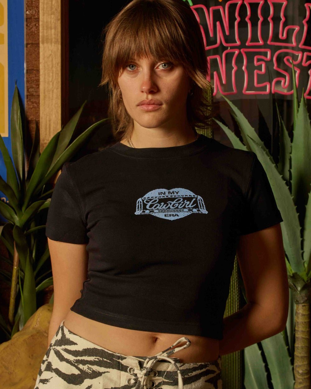 Cowgirl Stamp Baby Tee #colour_black
