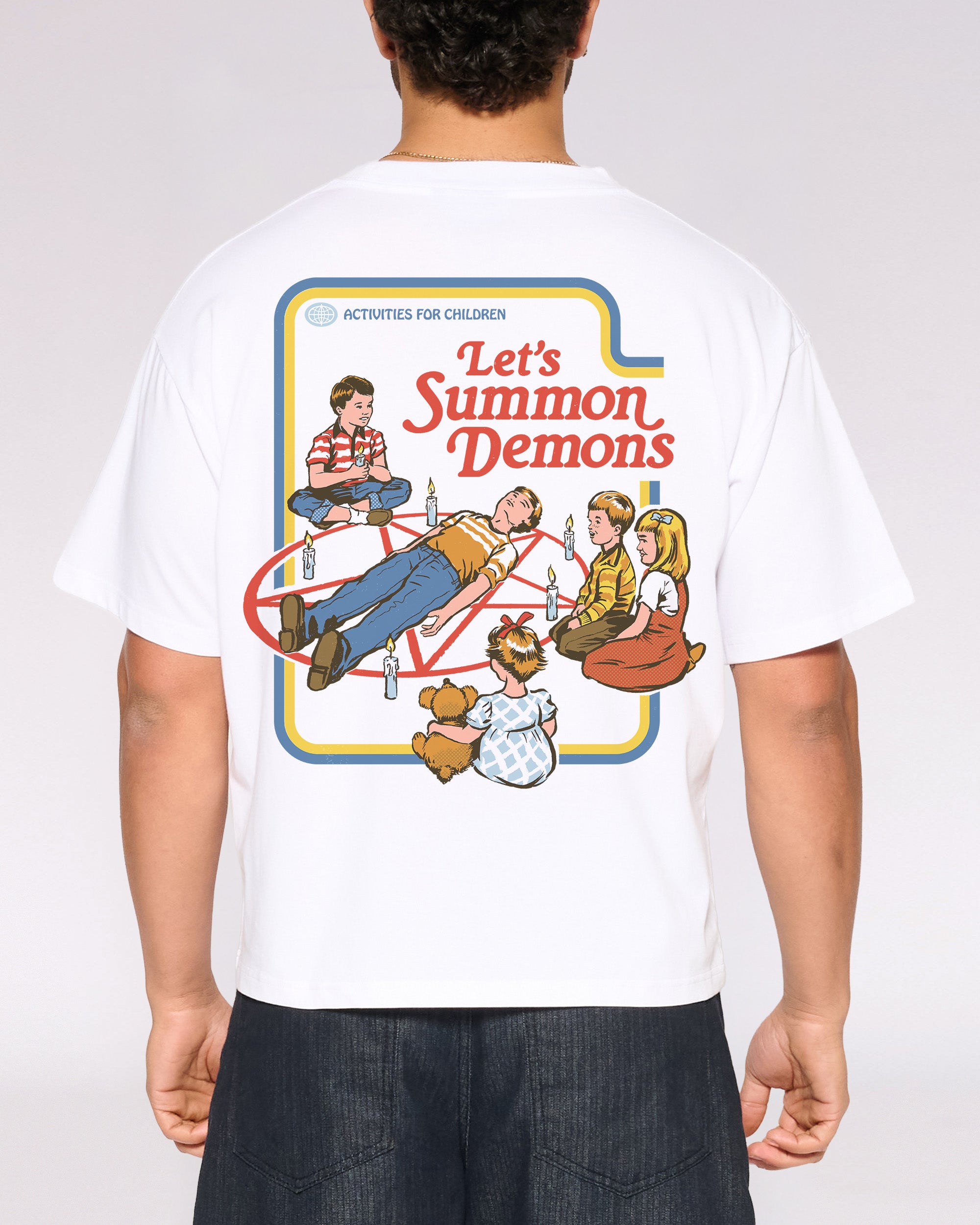 Let's Summon Demons White Oversized Crop Tee