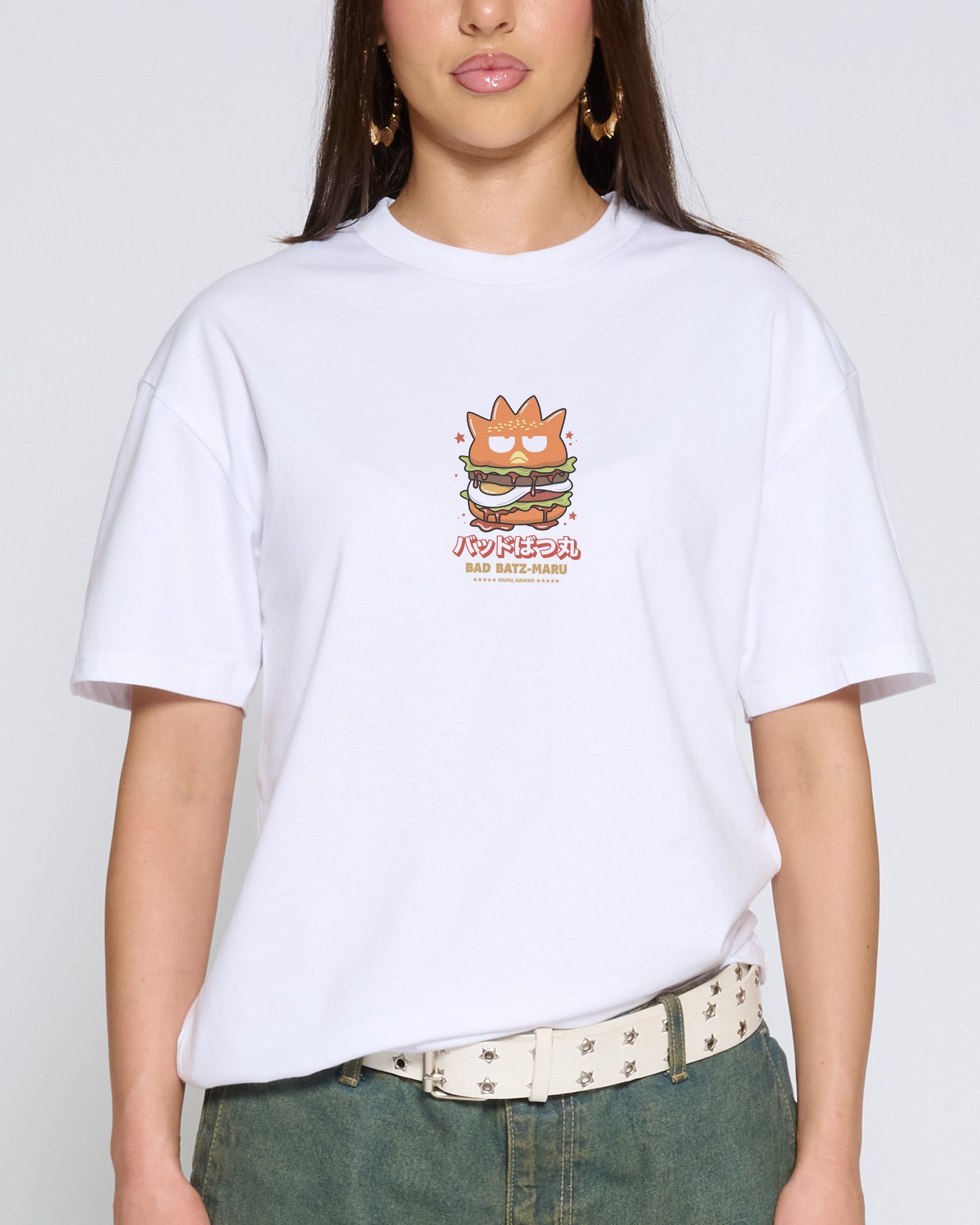 Bad Badtz-Maru Burger T-Shirt Official Hello Kitty and Friends collab Threadheads