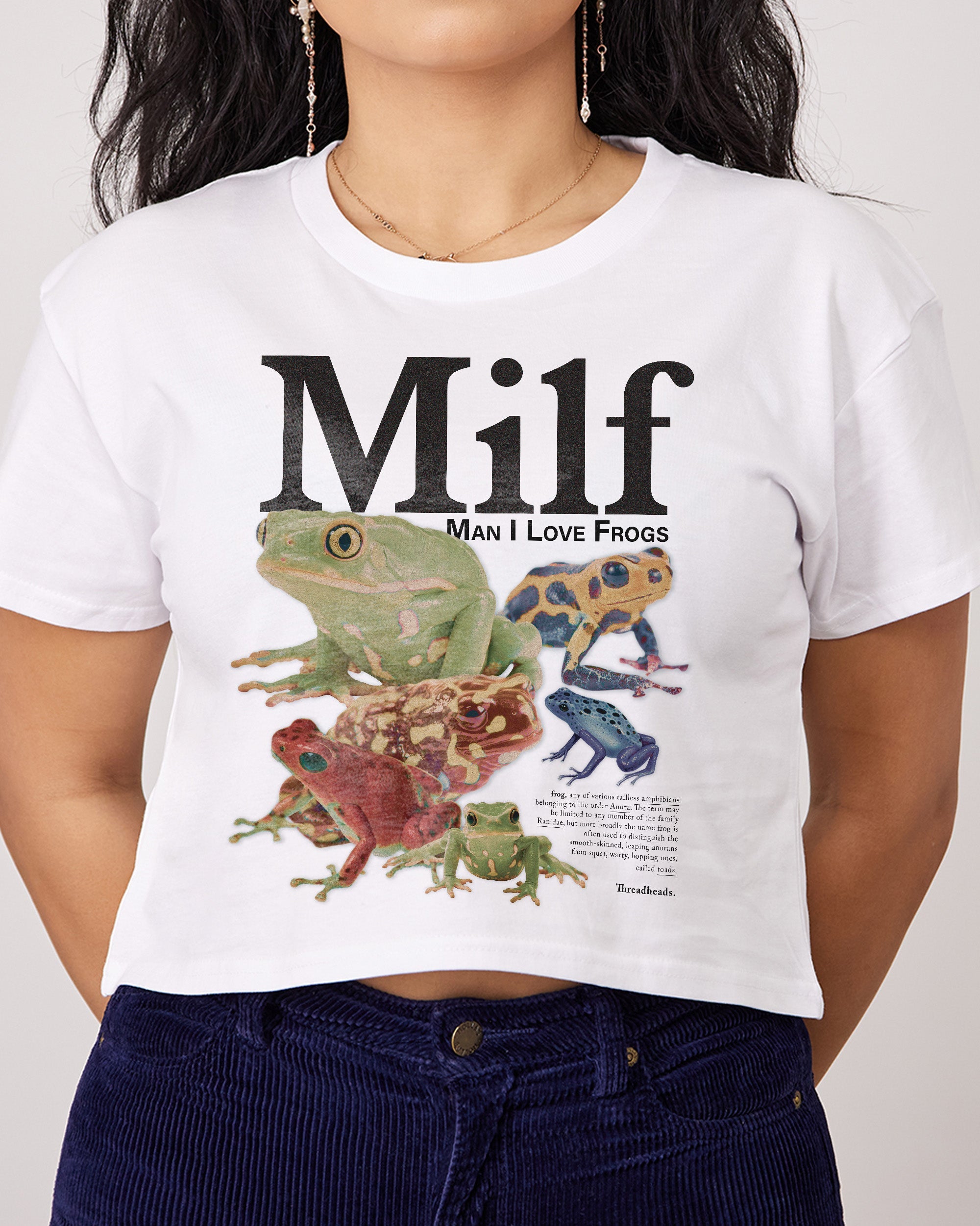 Man I Love Frogs Crop Tee Australia Online White