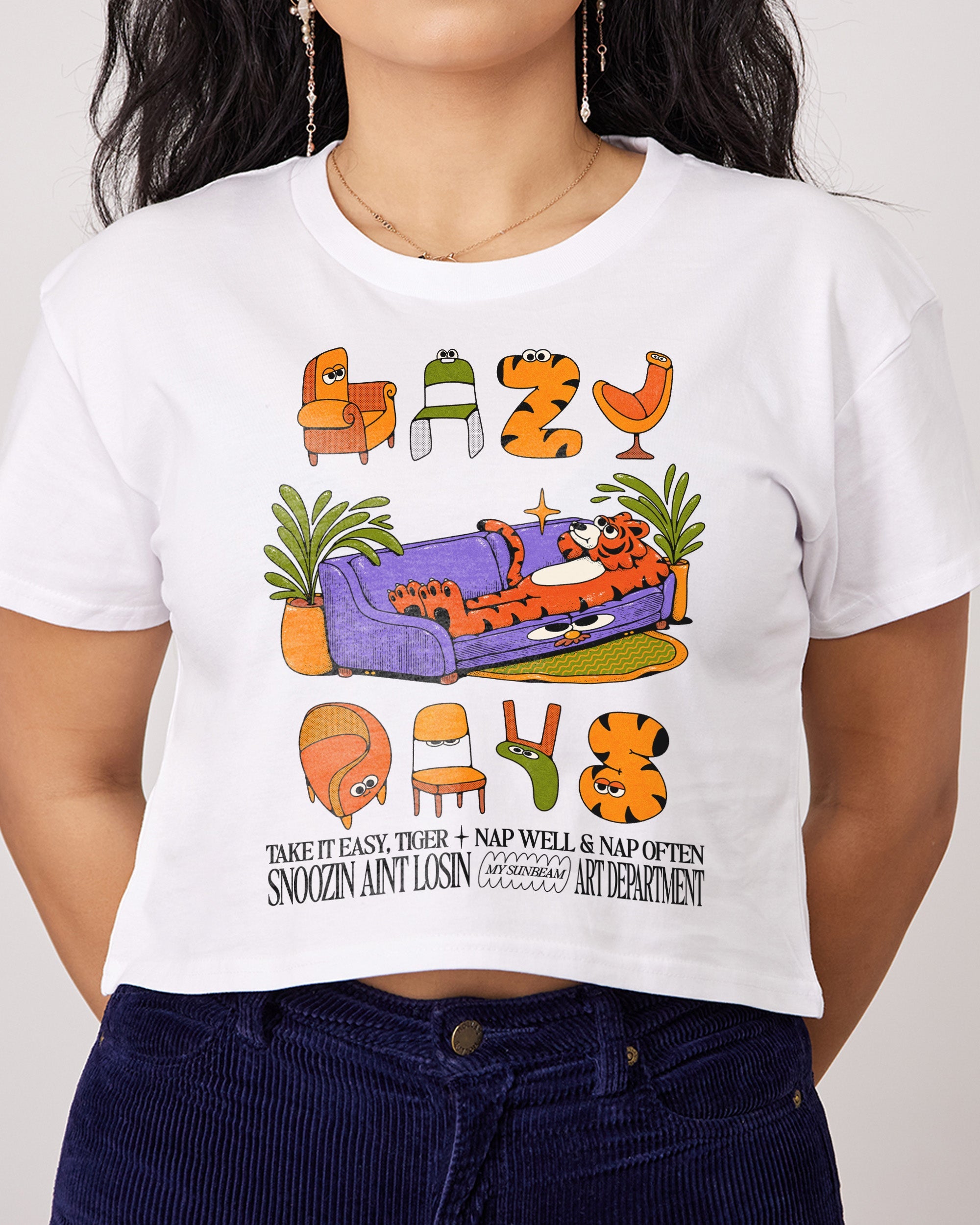 Lazy Days Crop Tee Australia Online White