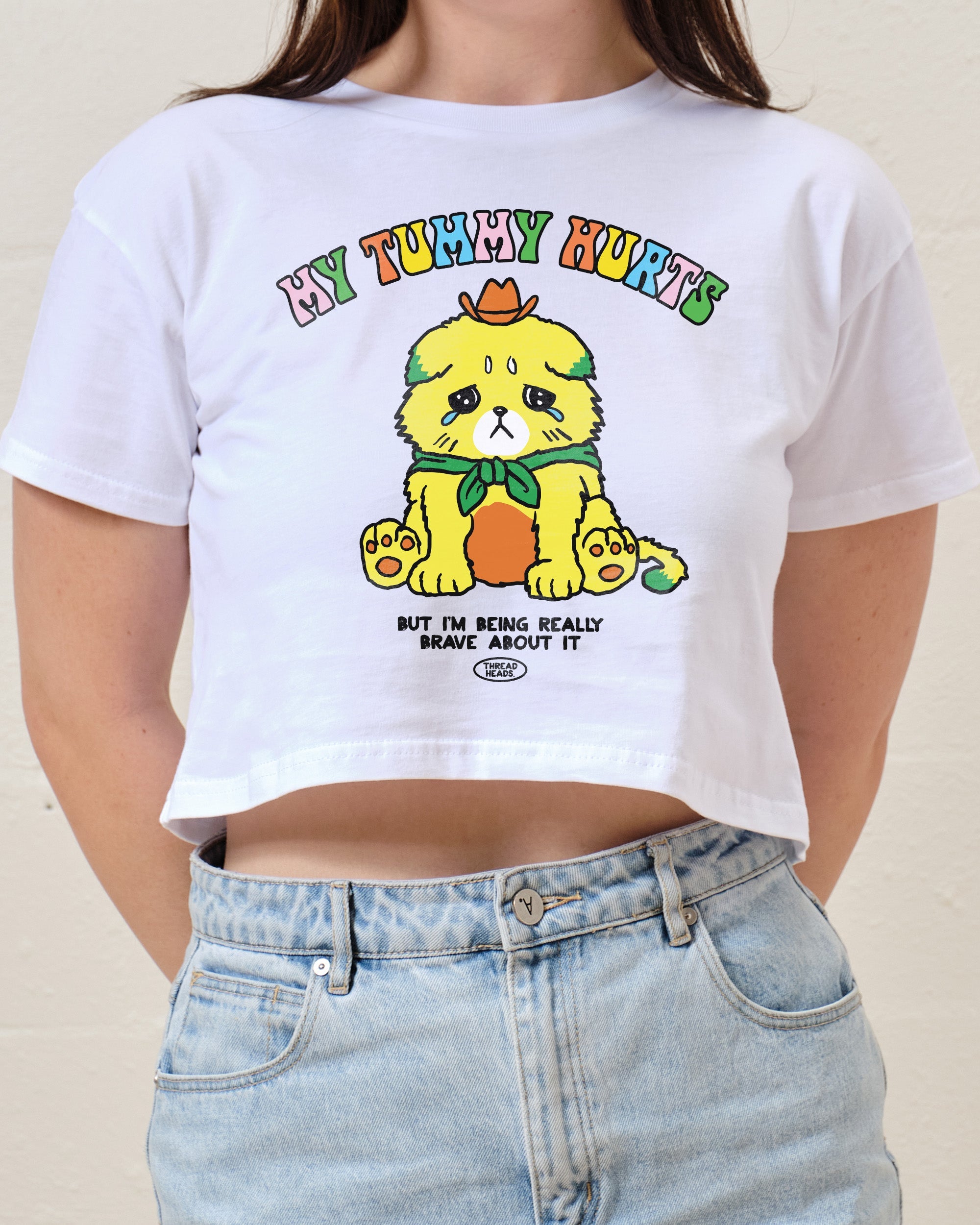 My Tummy Hurts Crop Tee Australia Online White