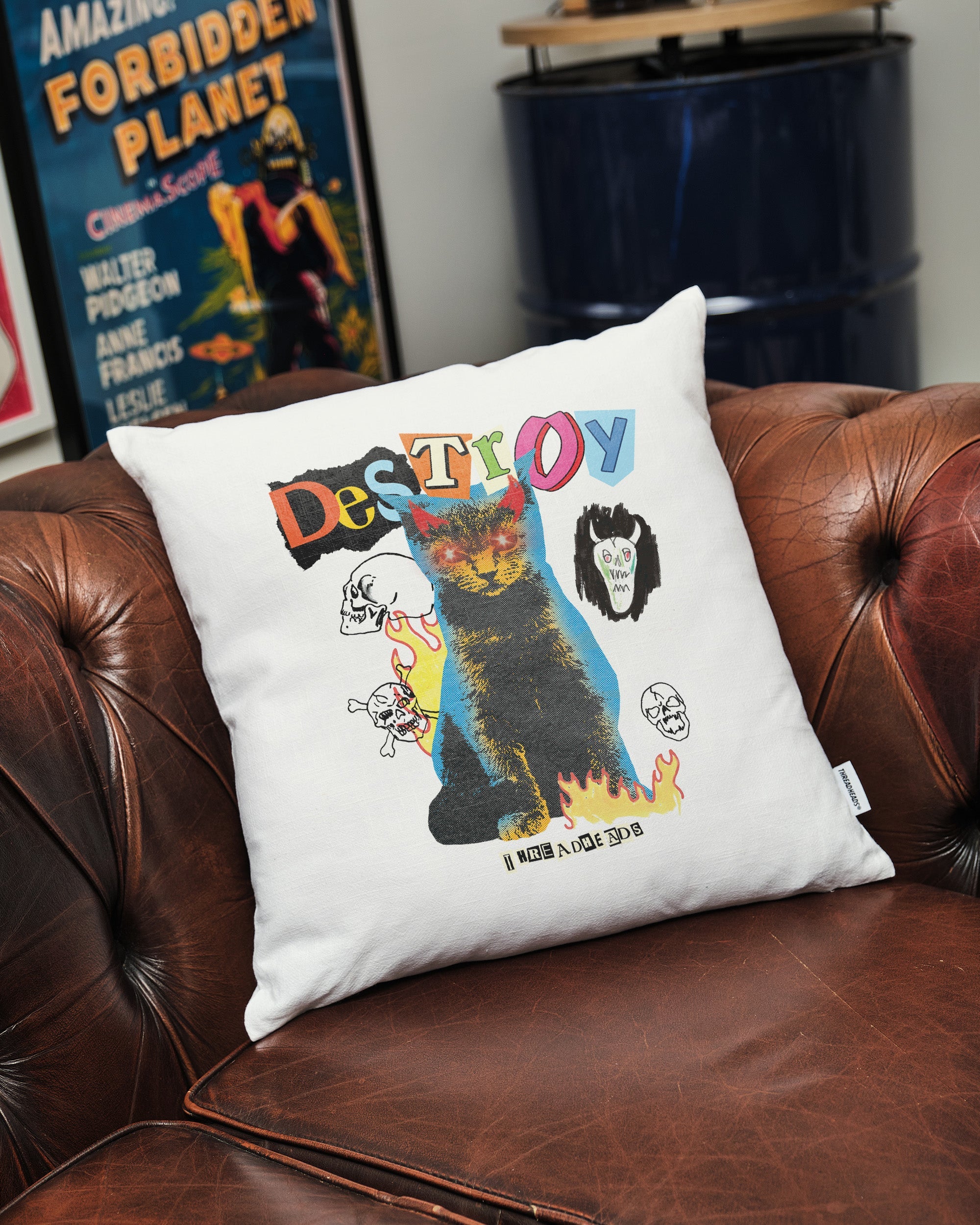 Destroy Cat Cushion Australia Online White