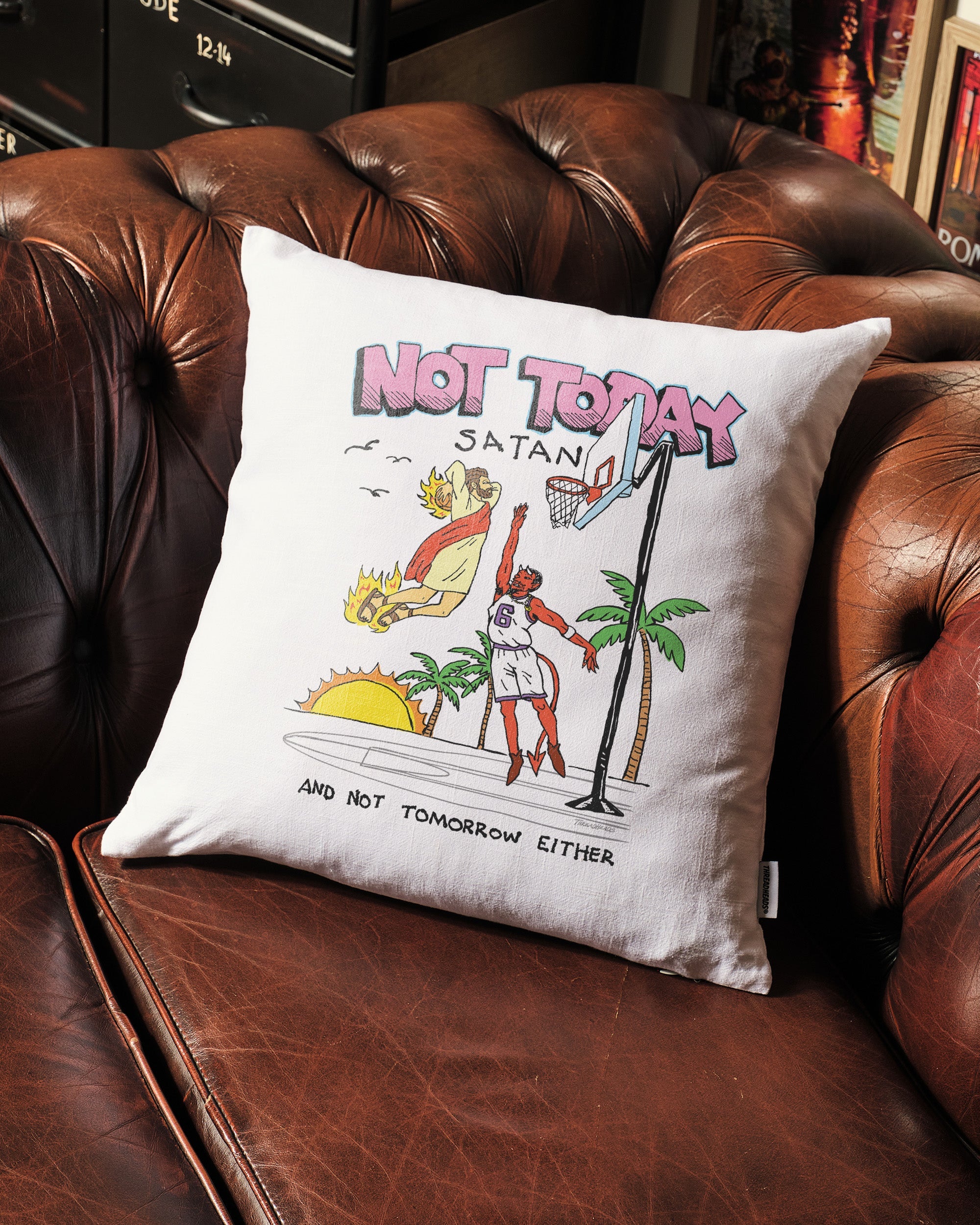 Not Today Satan Cushion Australia Online White