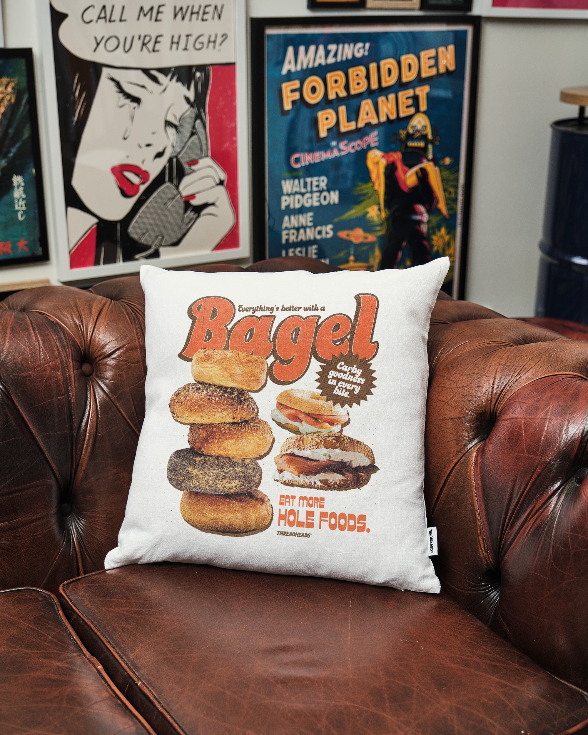 Everything's Better with a Bagel Cushion Australia Online White